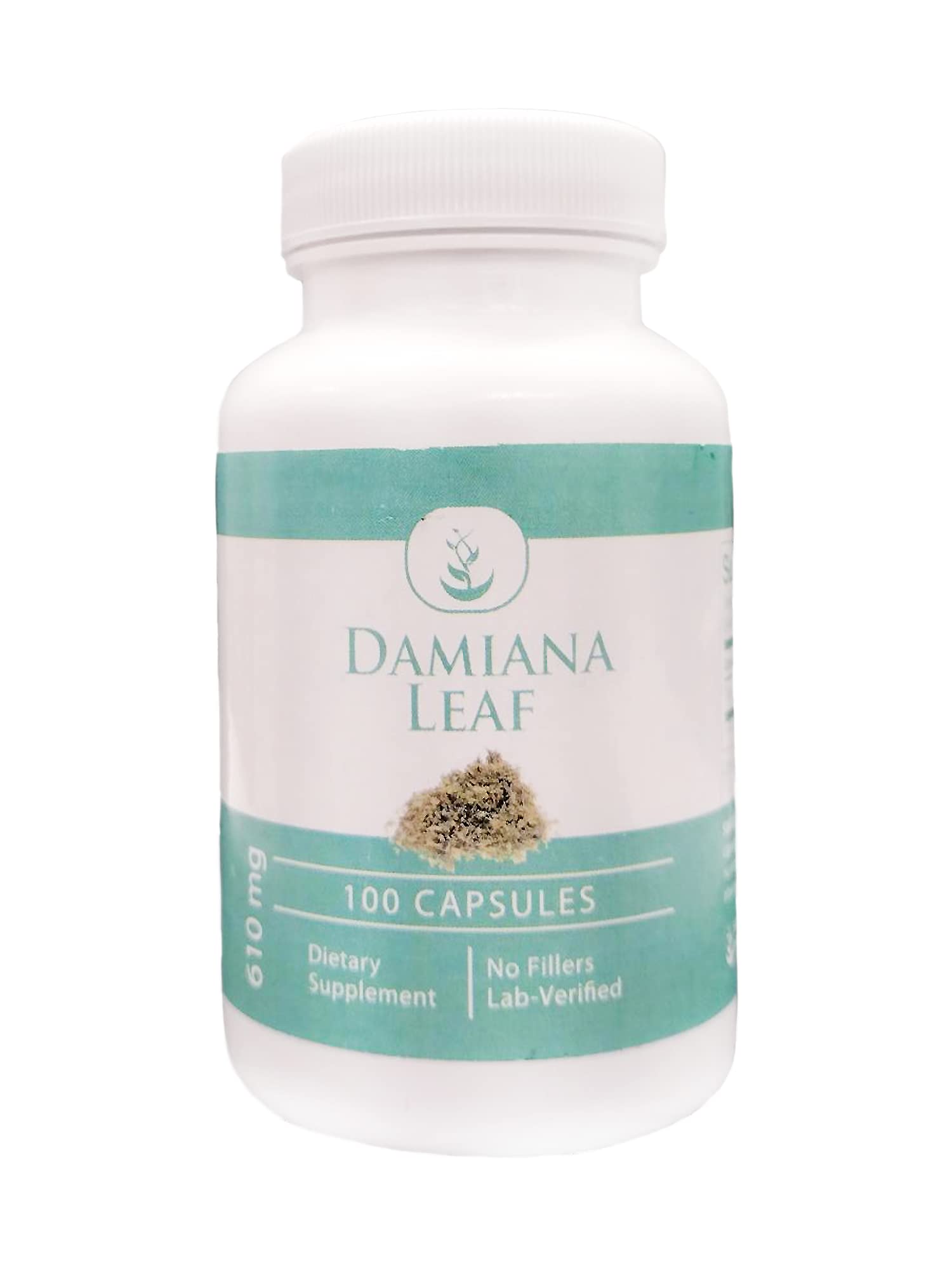 PURE ORIGINAL INGREDIENTS Damiana Leaf Capsules on a wooden surface