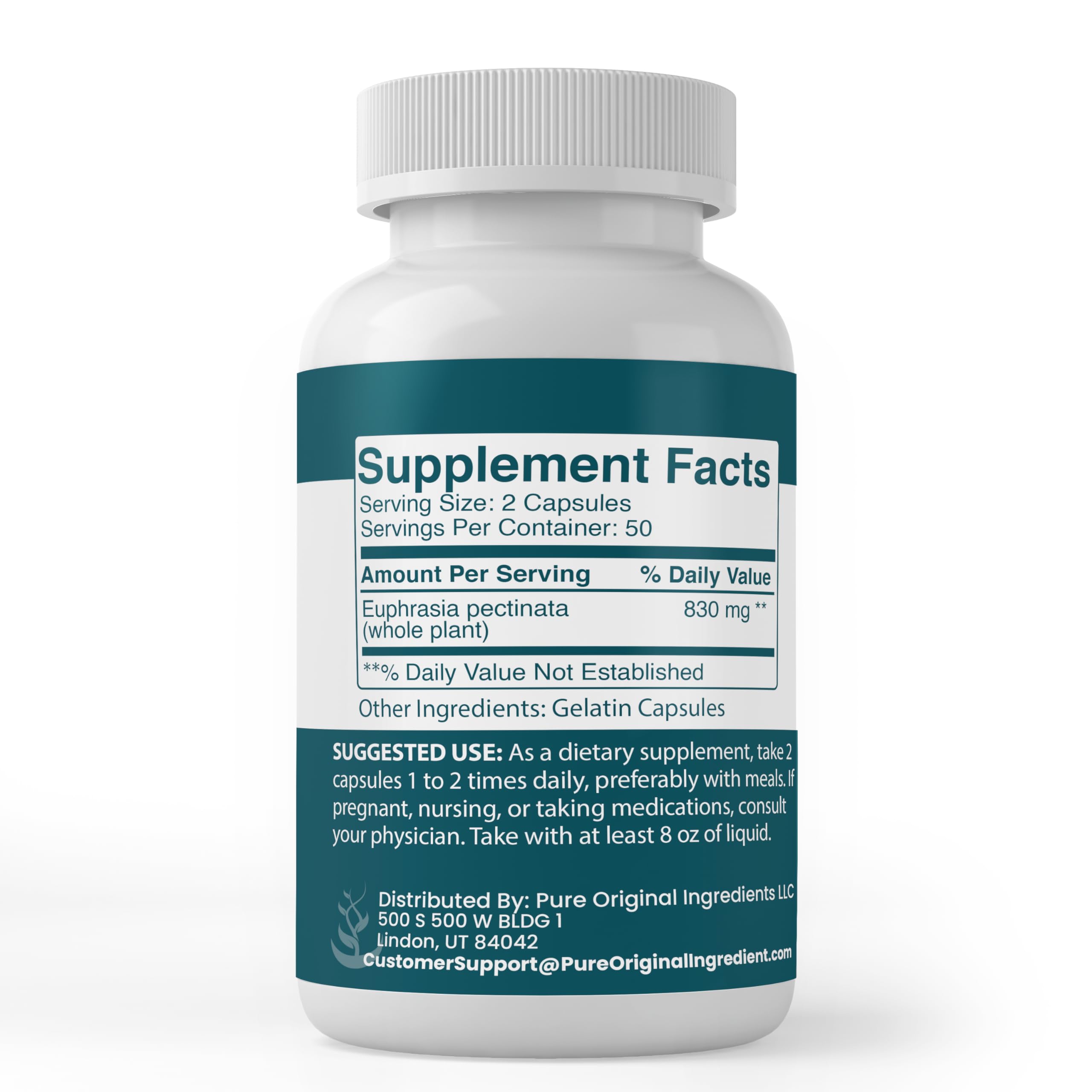 PURE ORIGINAL INGREDIENTS Eyebright Capsules side view