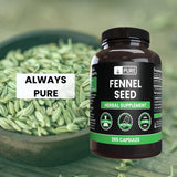 PURE ORIGINAL INGREDIENTS Fennel Seed Capsules opened bottle