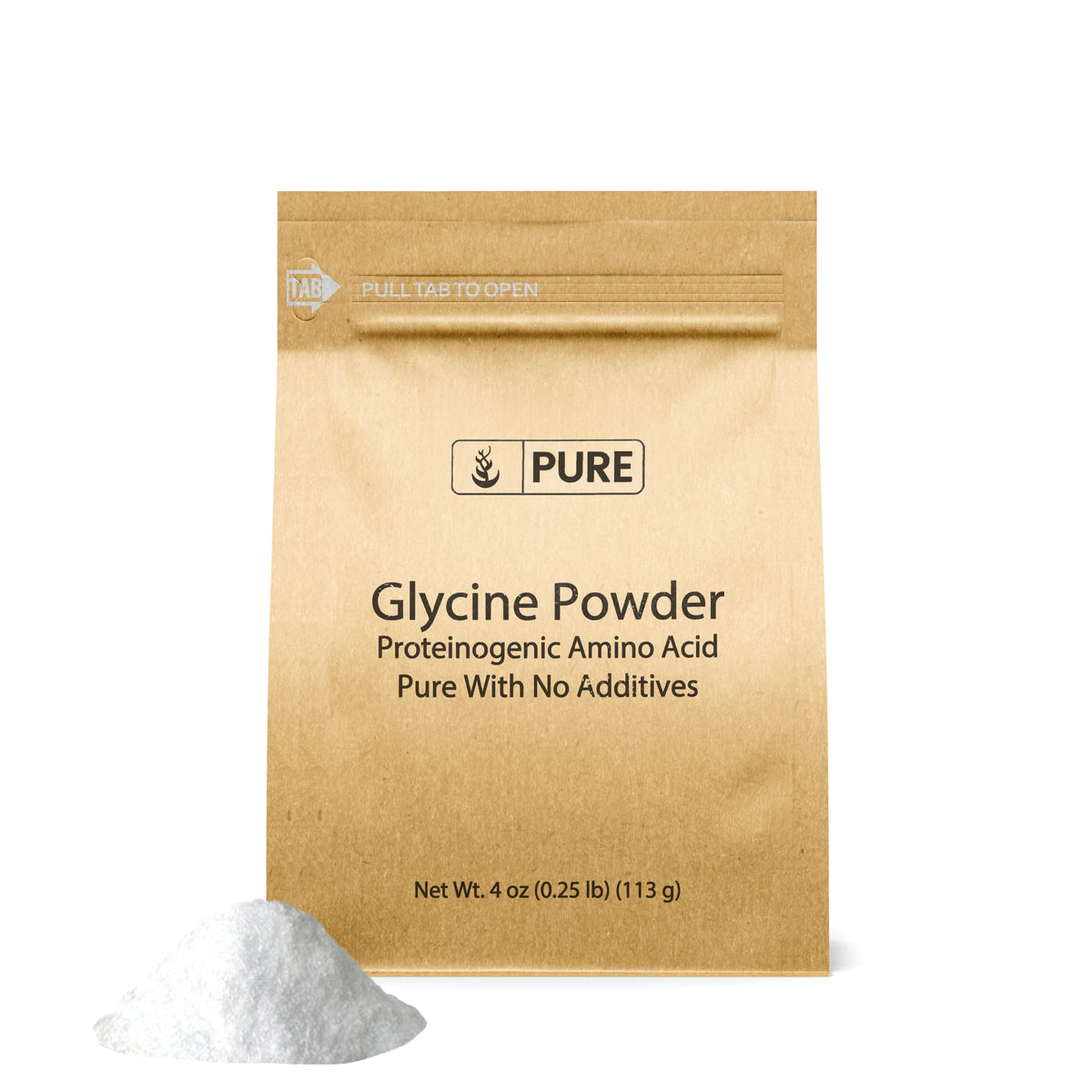 PURE ORIGINAL INGREDIENTS Glycine Powder 4 Oz front view