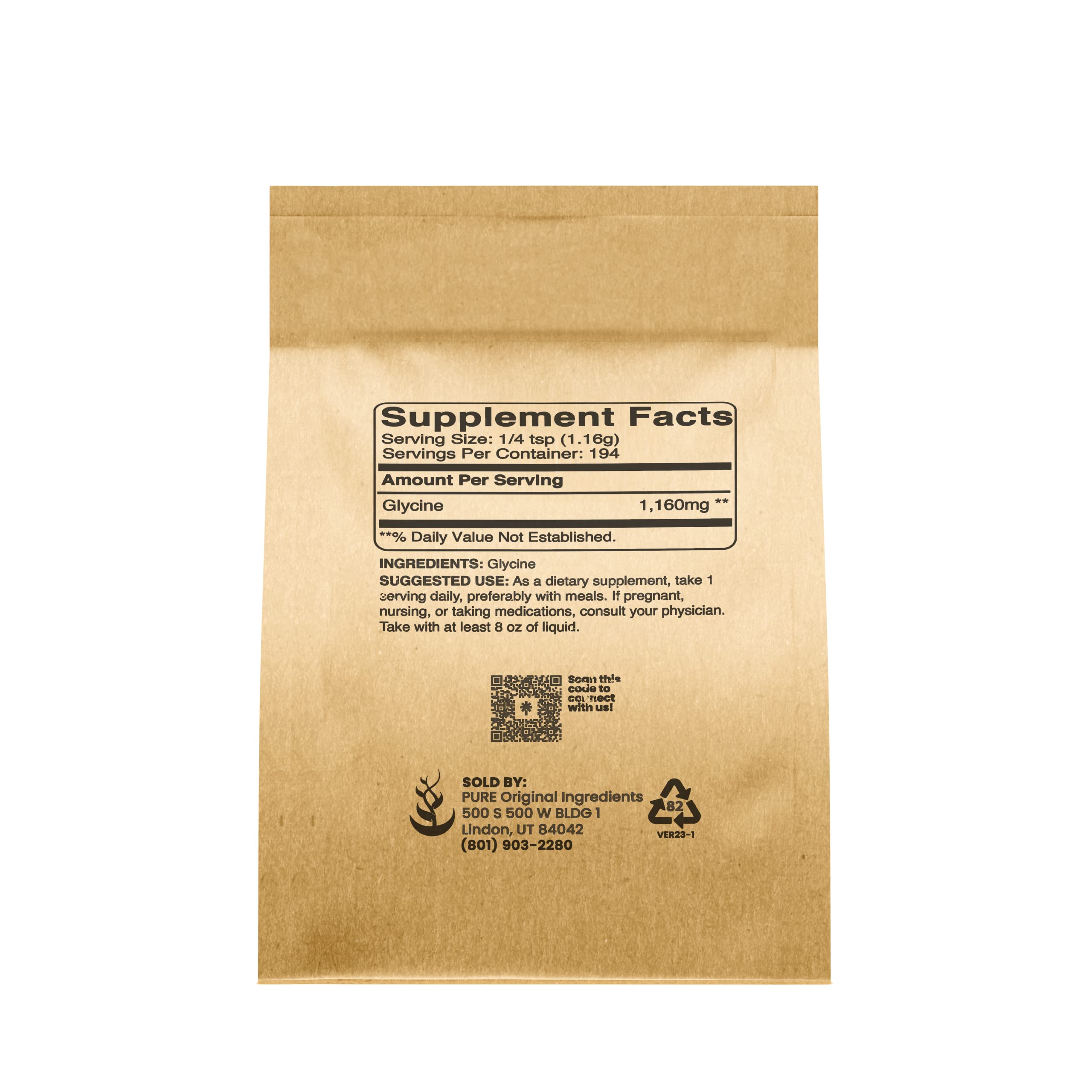PURE ORIGINAL INGREDIENTS Glycine Powder packaging details