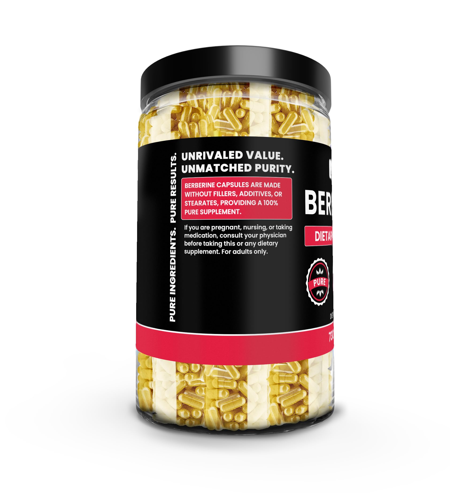 PURE ORIGINAL INGREDIENTS Goldenseal Berberine Capsules bottle with label
