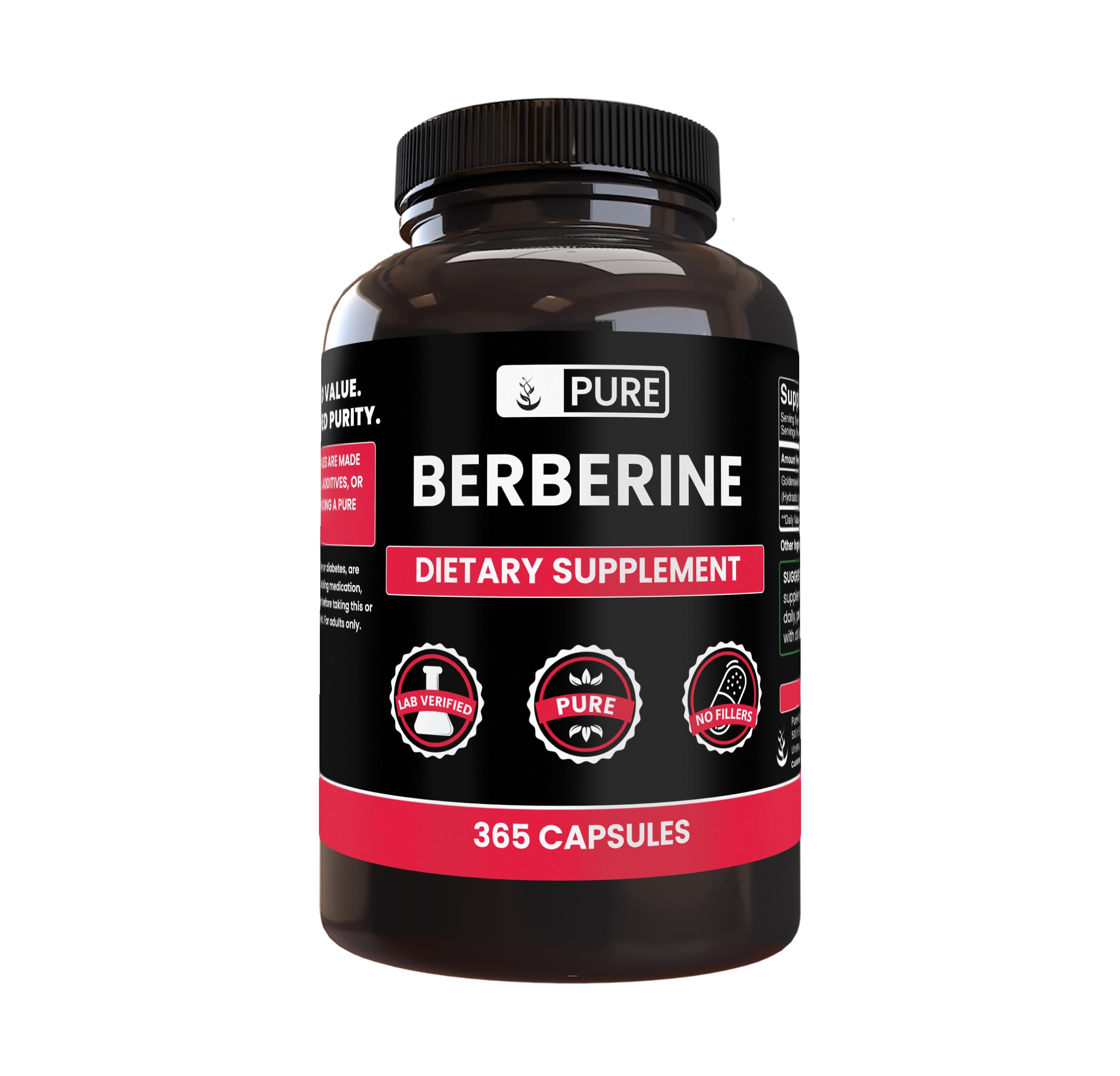 PURE ORIGINAL INGREDIENTS Goldenseal Berberine Capsules front view