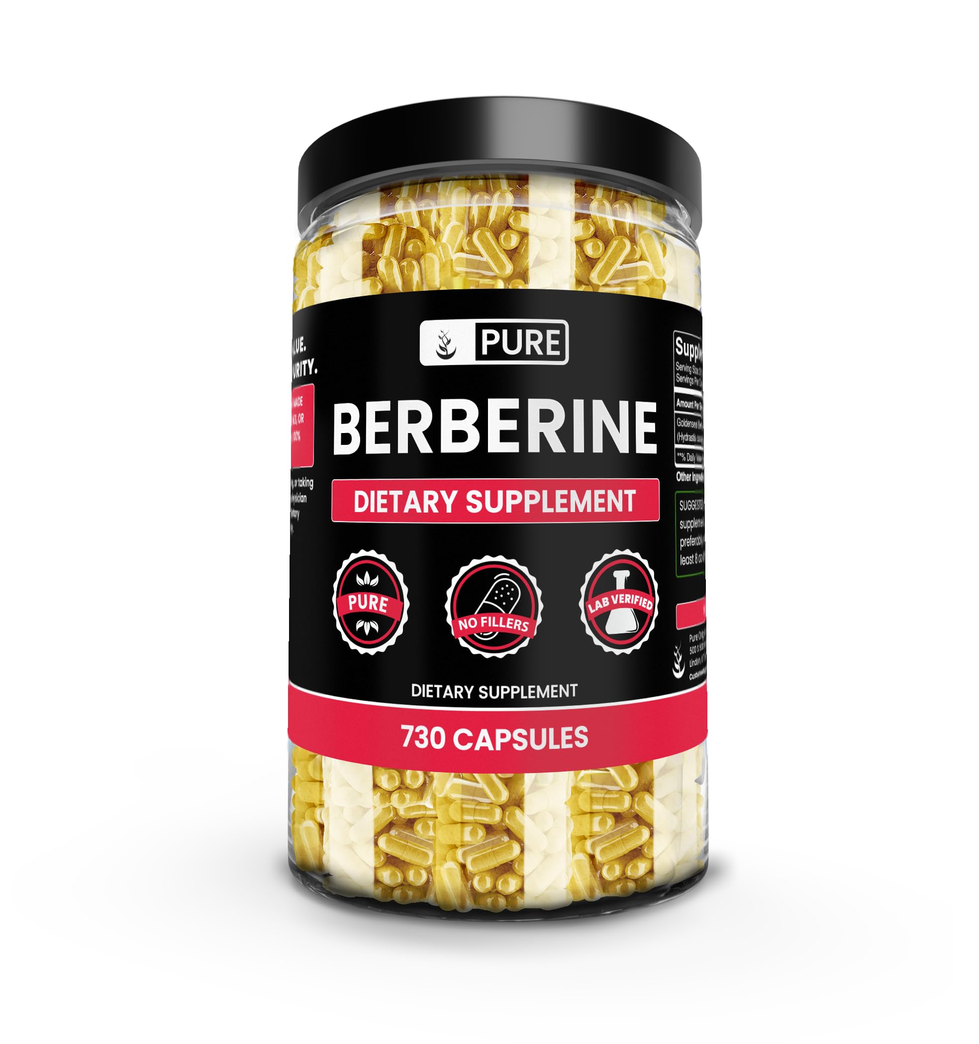 PURE ORIGINAL INGREDIENTS Goldenseal Berberine Capsules front view
