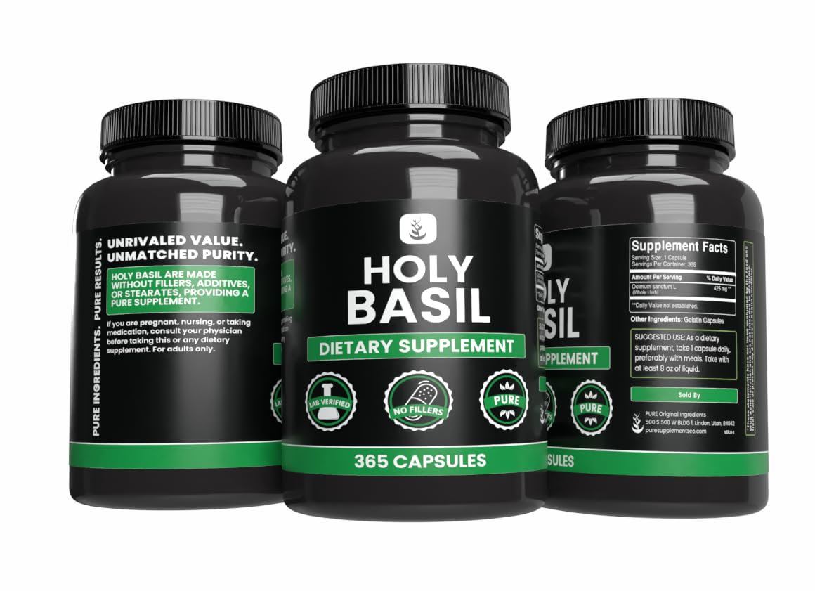 PURE ORIGINAL INGREDIENTS Holy Basil Capsules close-up