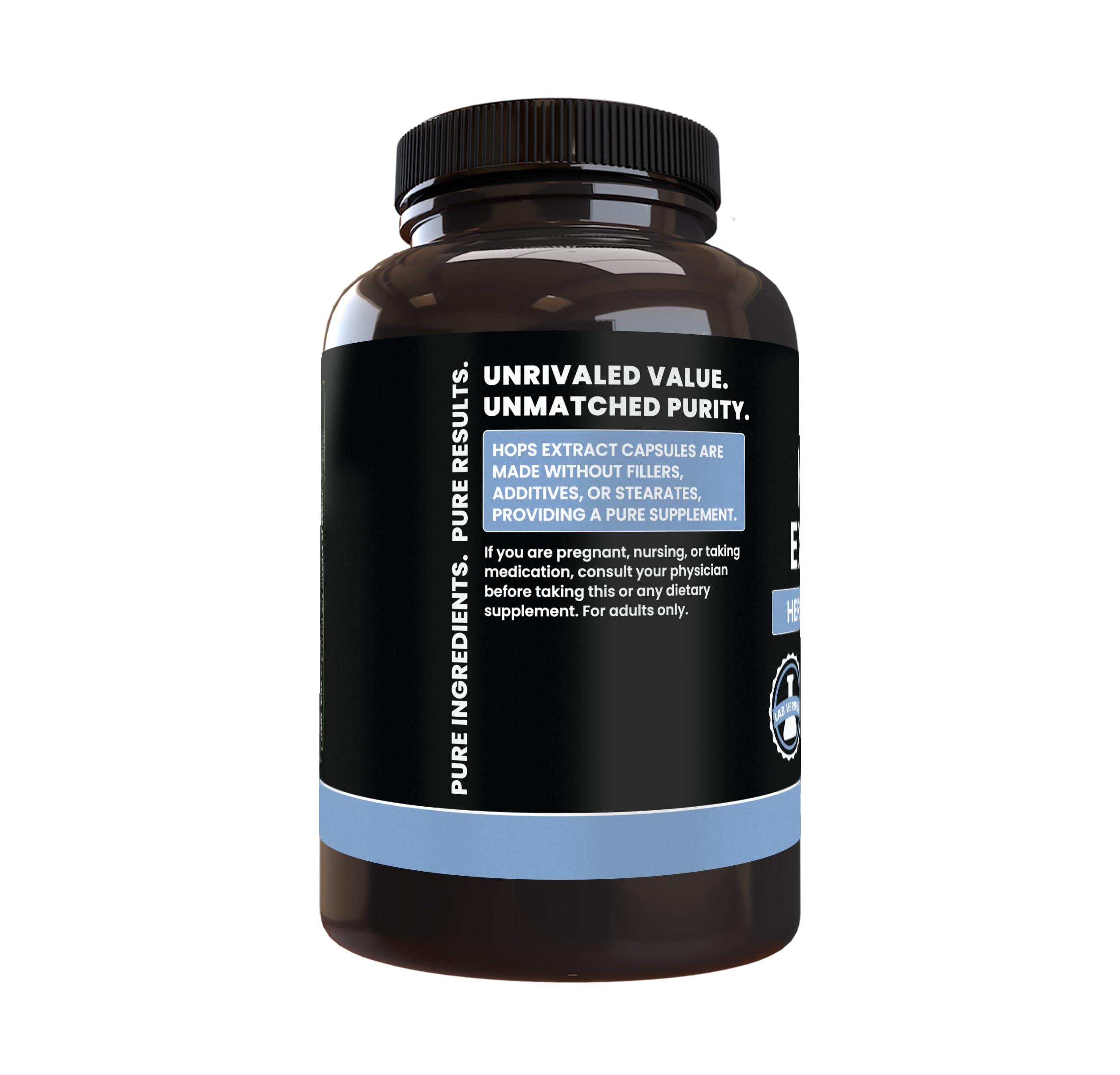 PURE ORIGINAL INGREDIENTS Hops Extract Capsules bottle with label