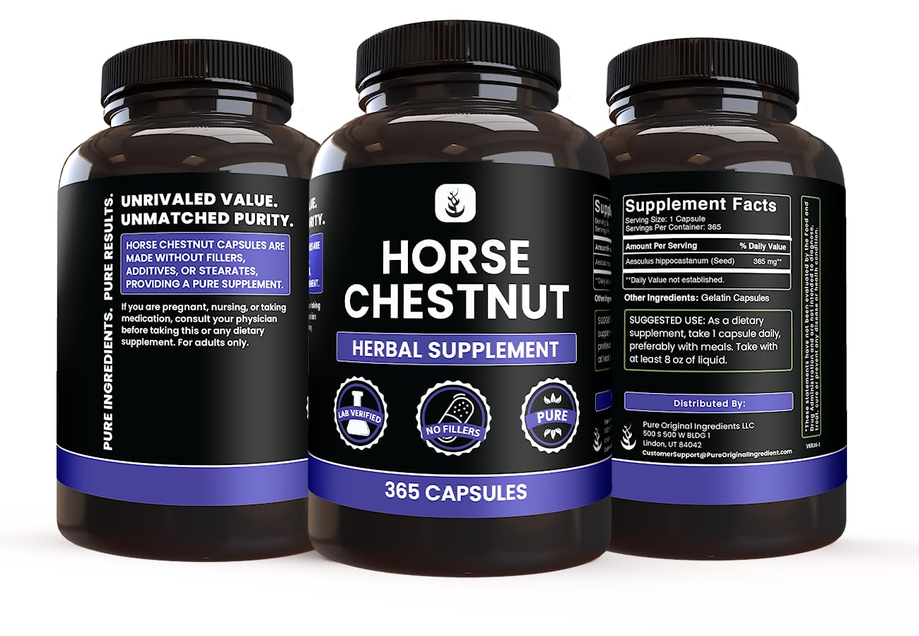 PURE ORIGINAL INGREDIENTS Horse Chestnut Capsules close-up
