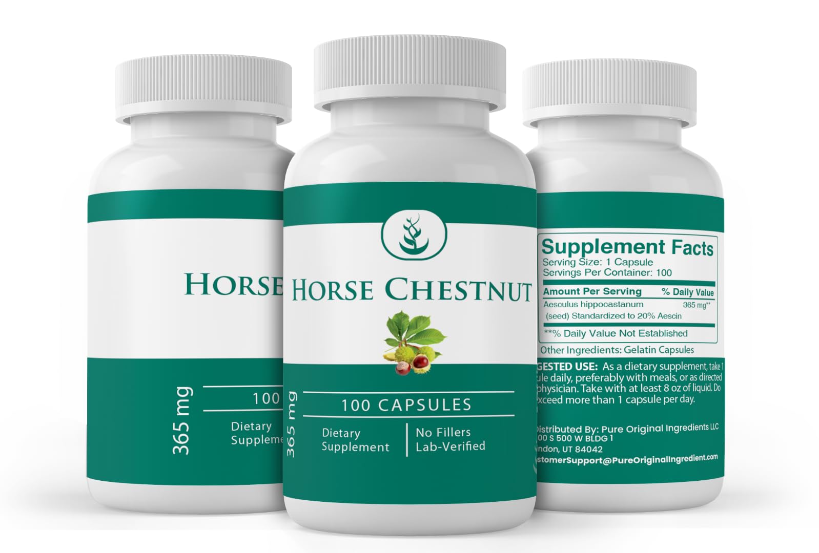 PURE ORIGINAL INGREDIENTS Horse Chestnut Capsules packaging