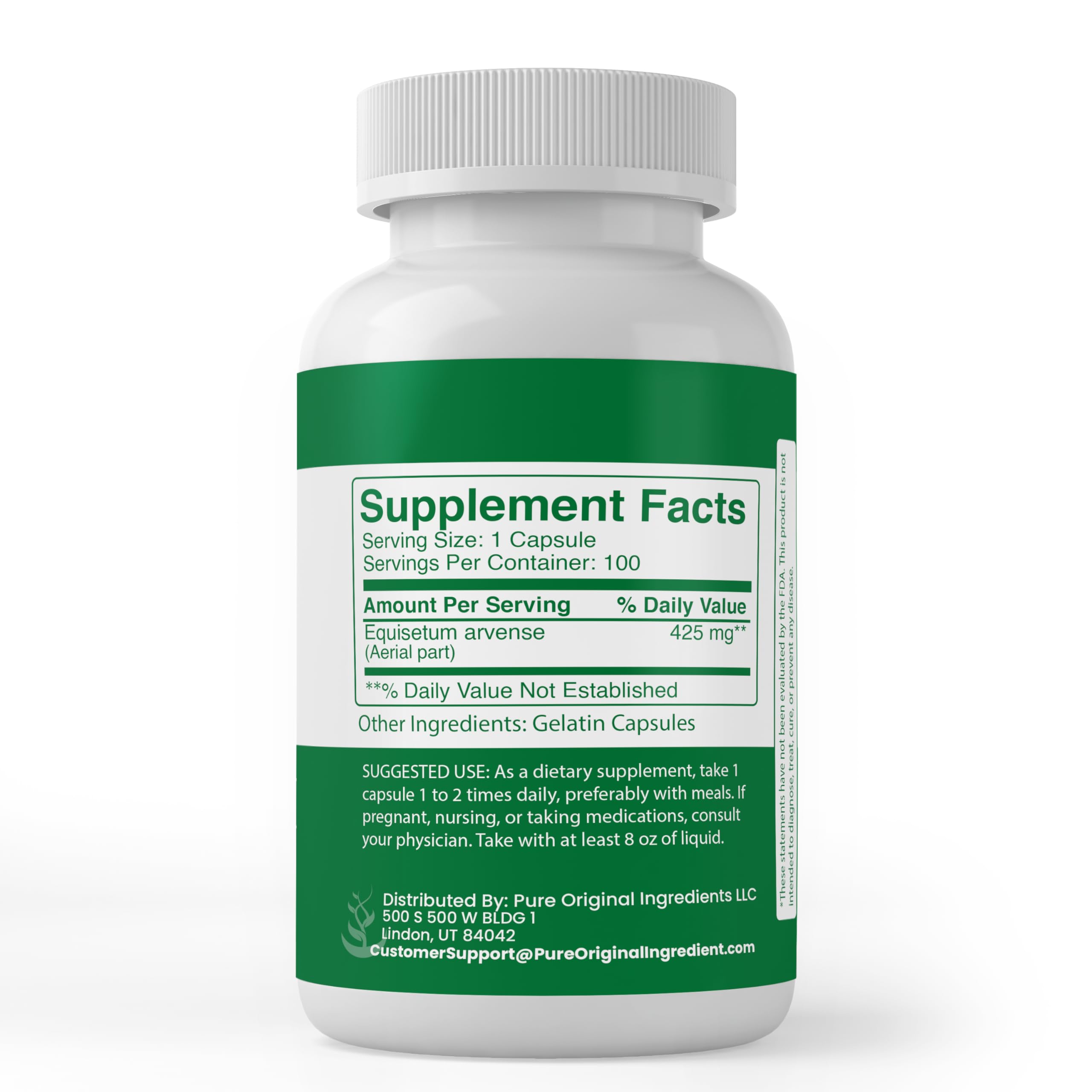 PURE ORIGINAL INGREDIENTS Horsetail Capsules side view