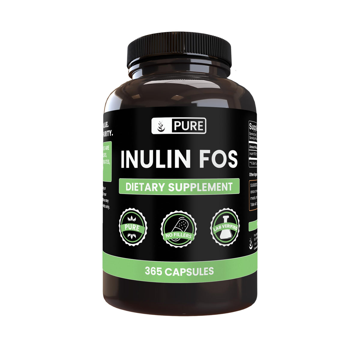 PURE ORIGINAL INGREDIENTS Inulin Capsules bottle front view