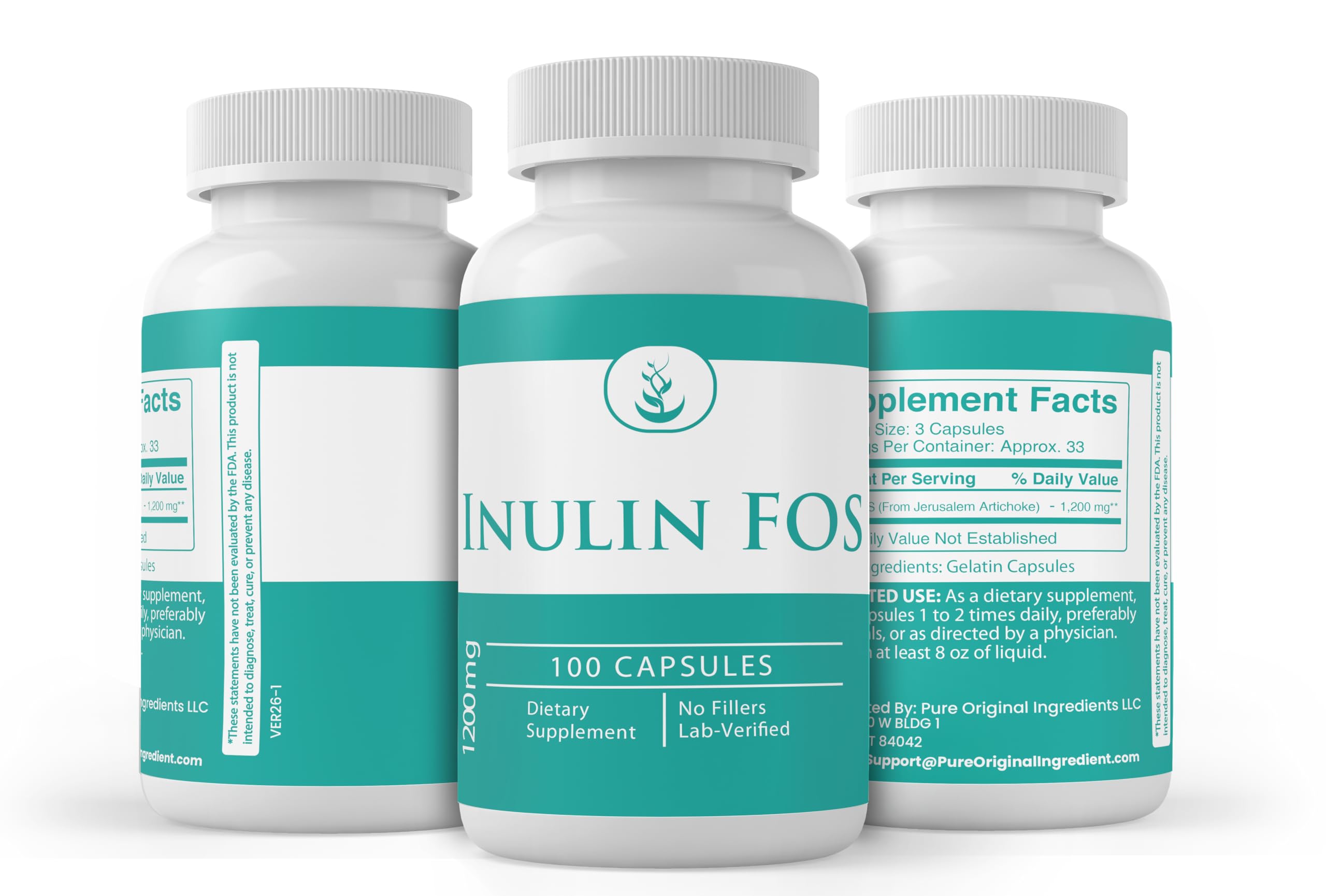 PURE ORIGINAL INGREDIENTS Inulin Capsules close-up of capsules