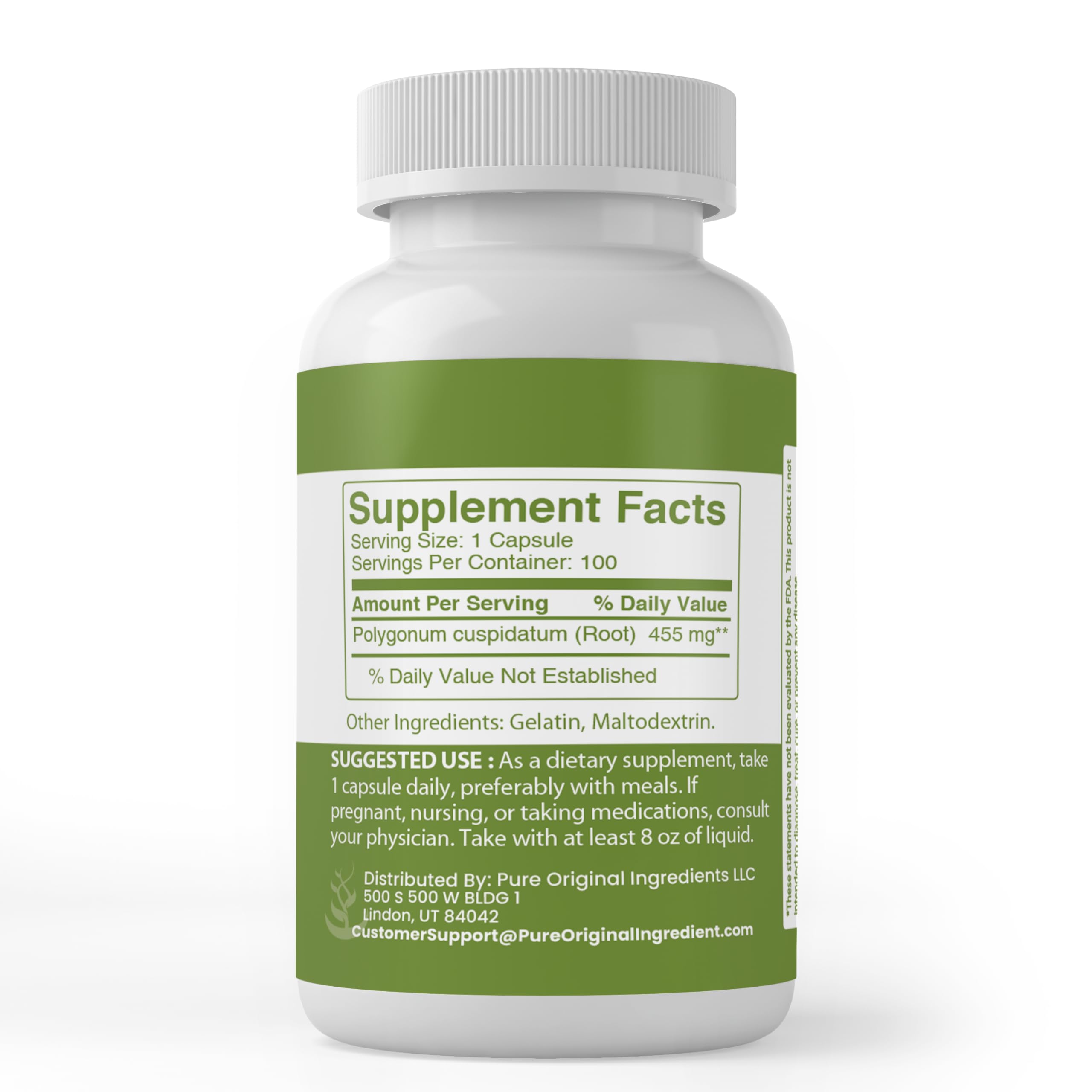 PURE ORIGINAL INGREDIENTS Japanese Knotweed Capsules side view