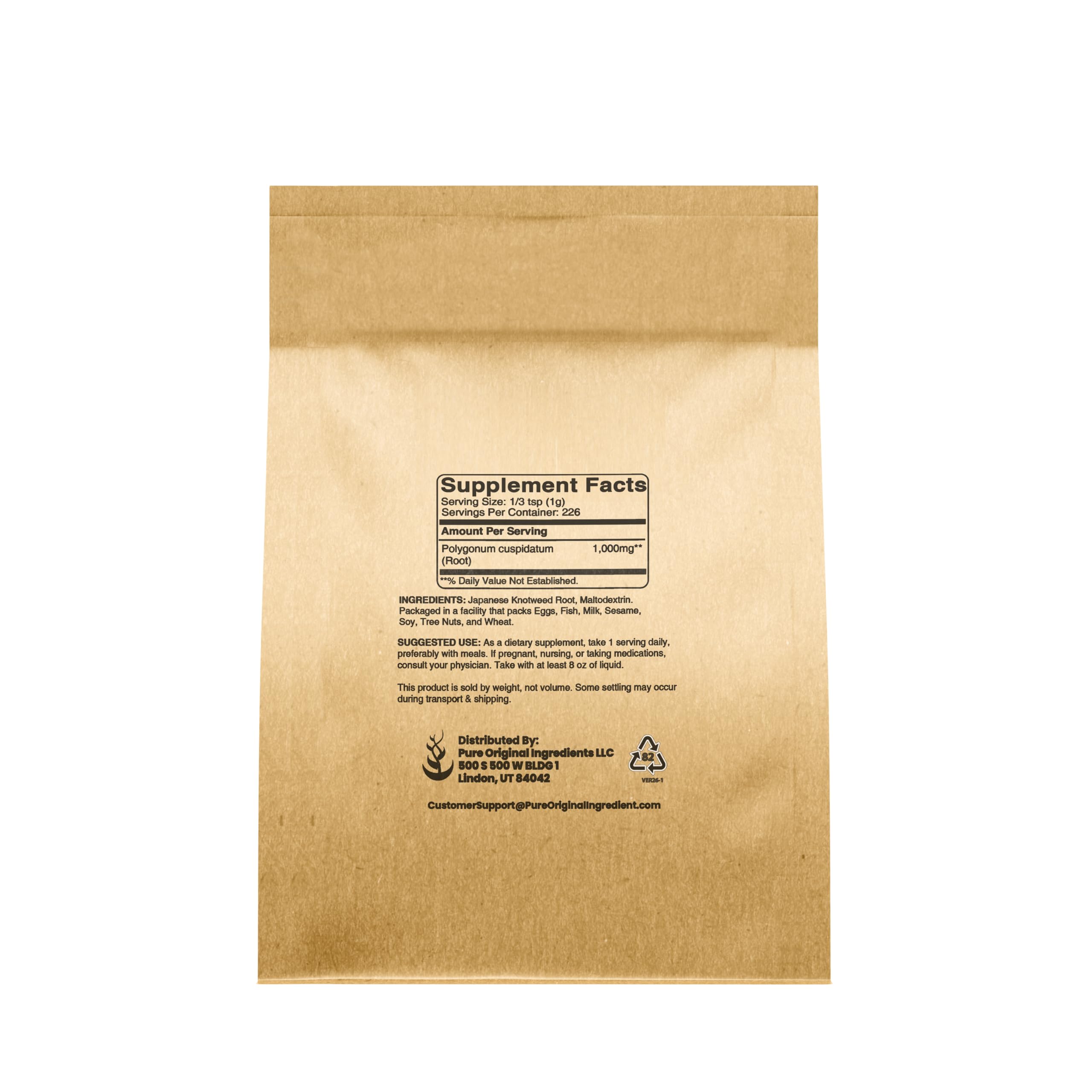 PURE ORIGINAL INGREDIENTS Japanese Knotweed Powder packaging