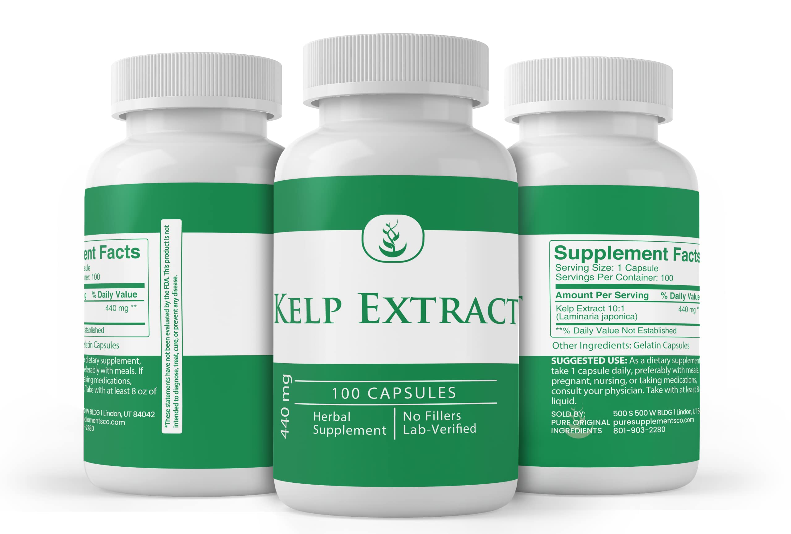 PURE ORIGINAL INGREDIENTS Kelp Extract Capsules close-up