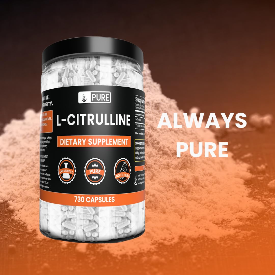 PURE ORIGINAL INGREDIENTS L-Citrulline Capsules close-up of capsules