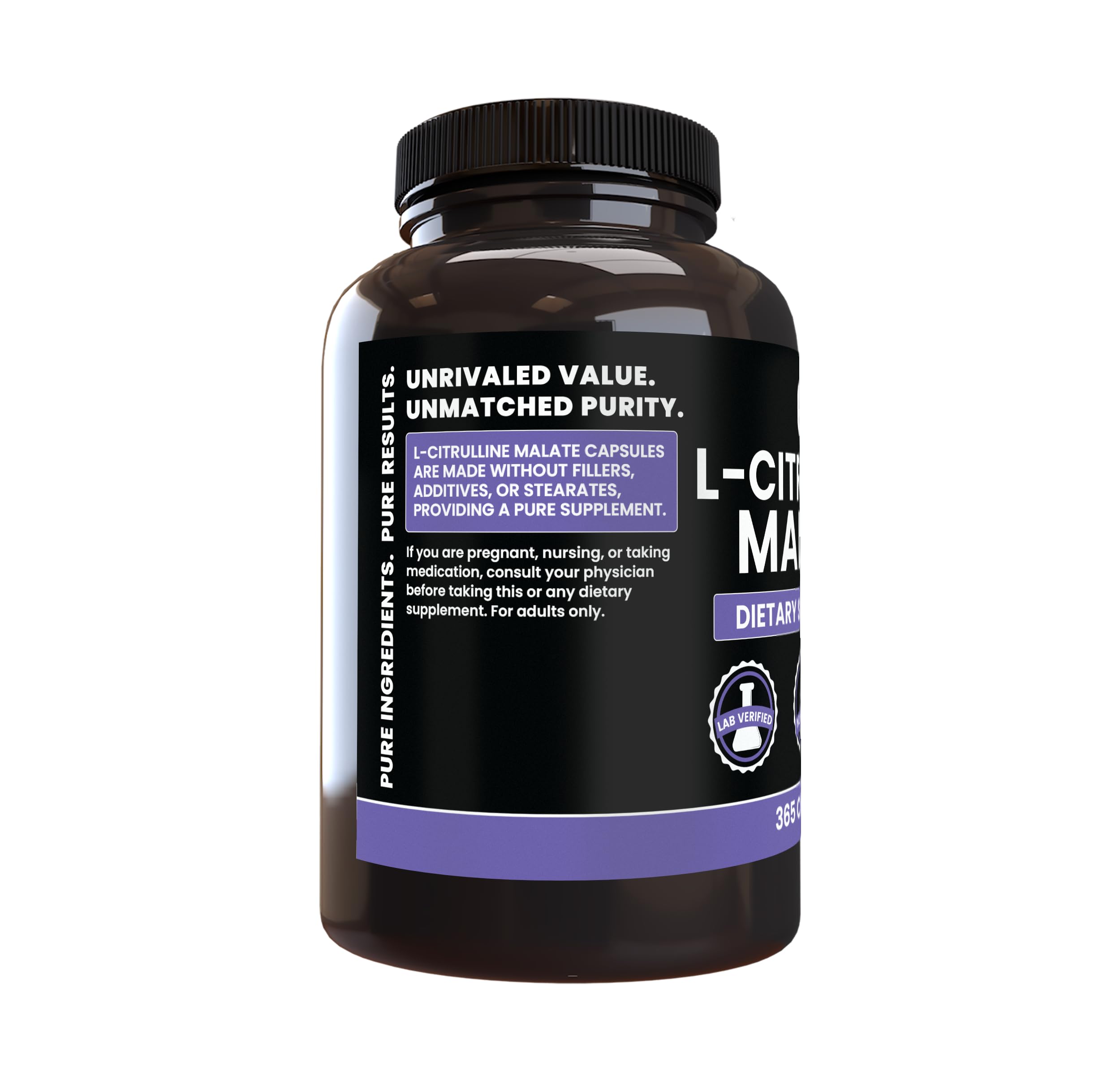 PURE ORIGINAL INGREDIENTS L-Citrulline DL-Malate Capsules close-up of label