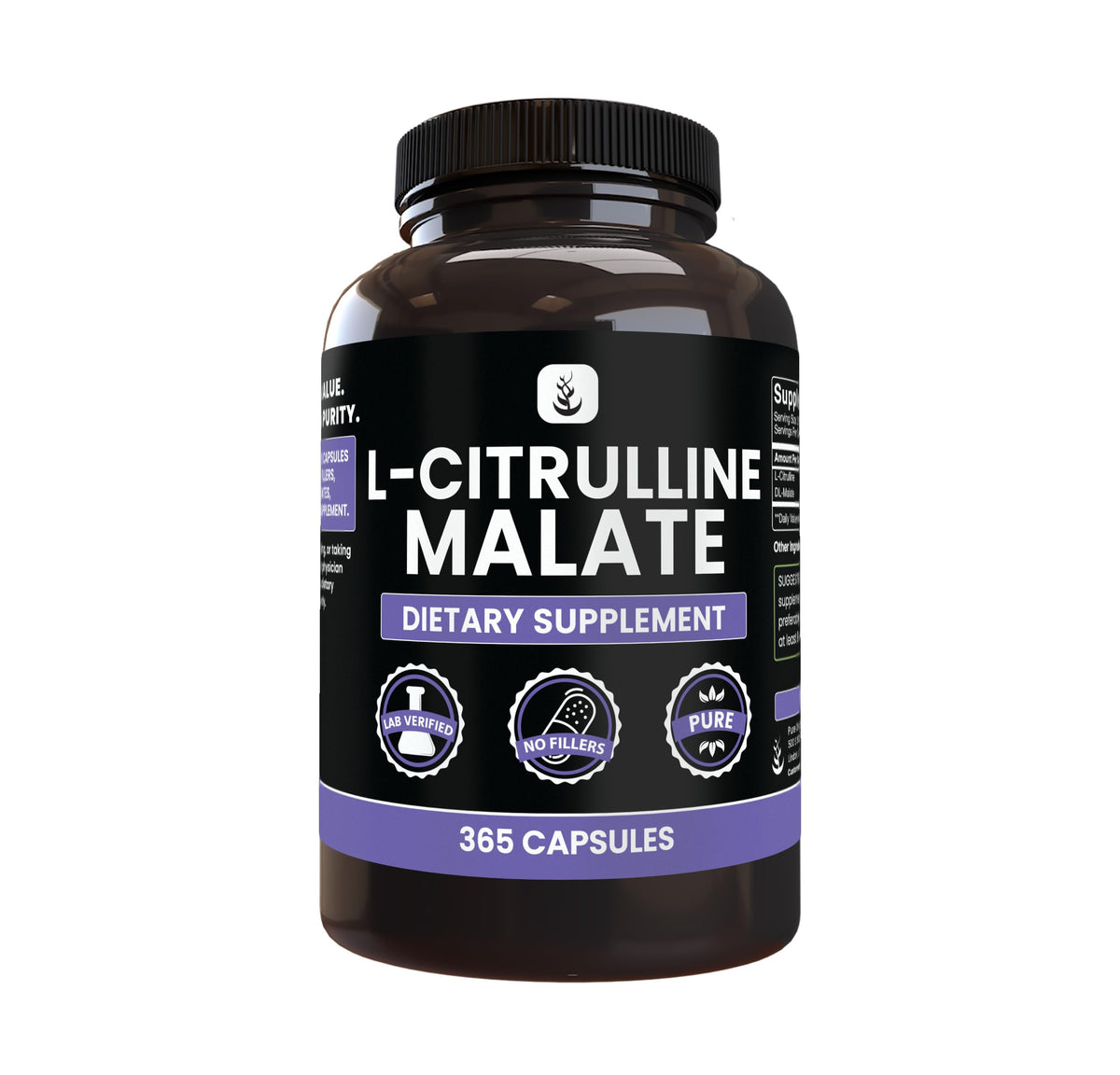 PURE ORIGINAL INGREDIENTS L-Citrulline DL-Malate Capsules front view