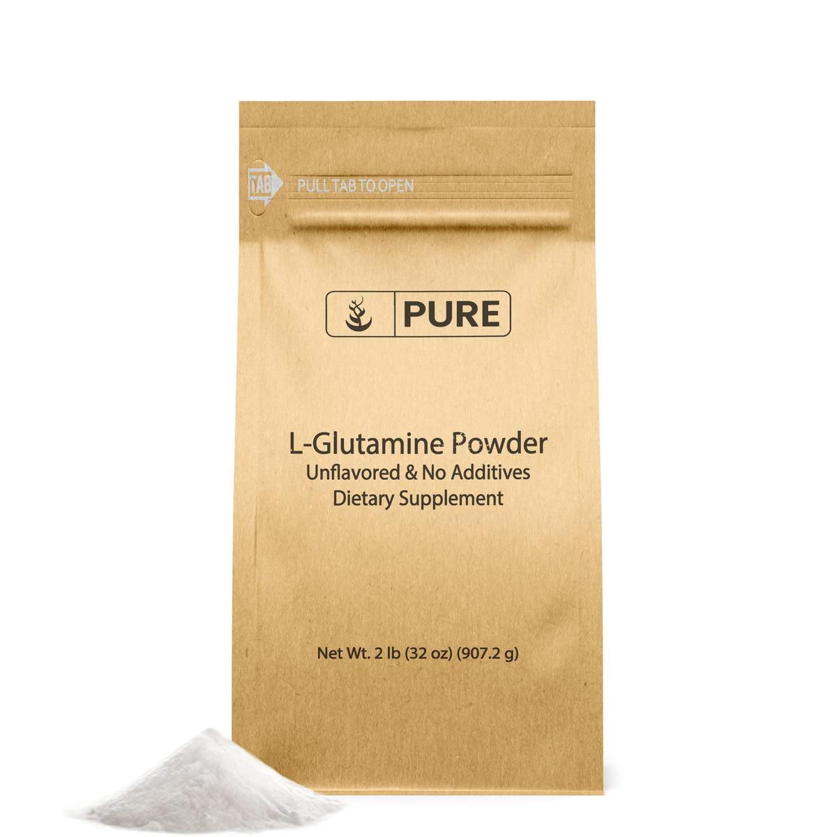 PURE ORIGINAL INGREDIENTS L-Glutamine Powder front view packaging