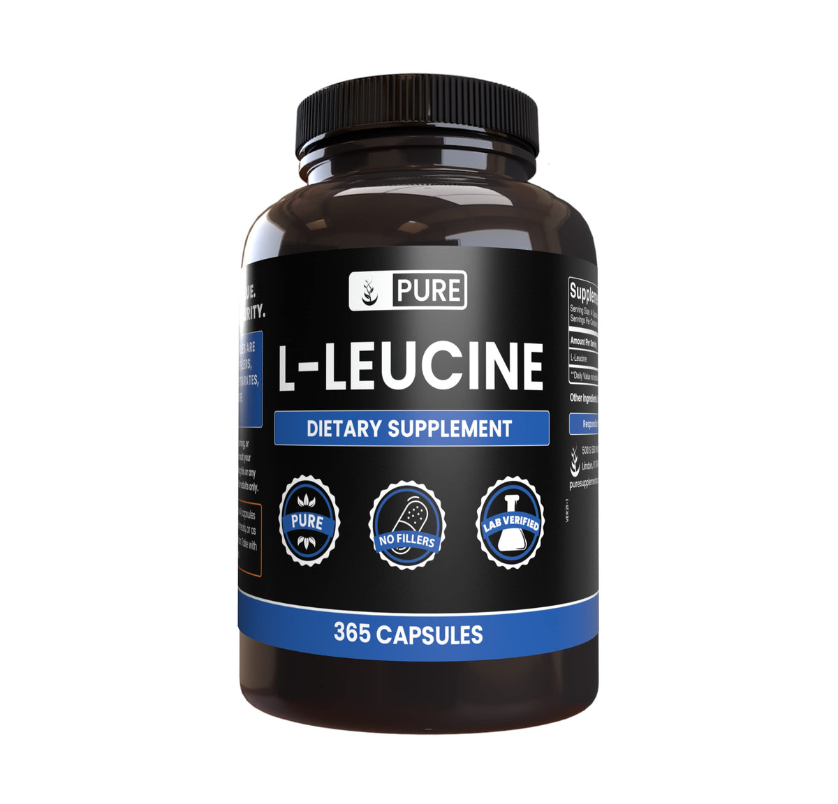 PURE ORIGINAL INGREDIENTS L-Leucine Capsules front view