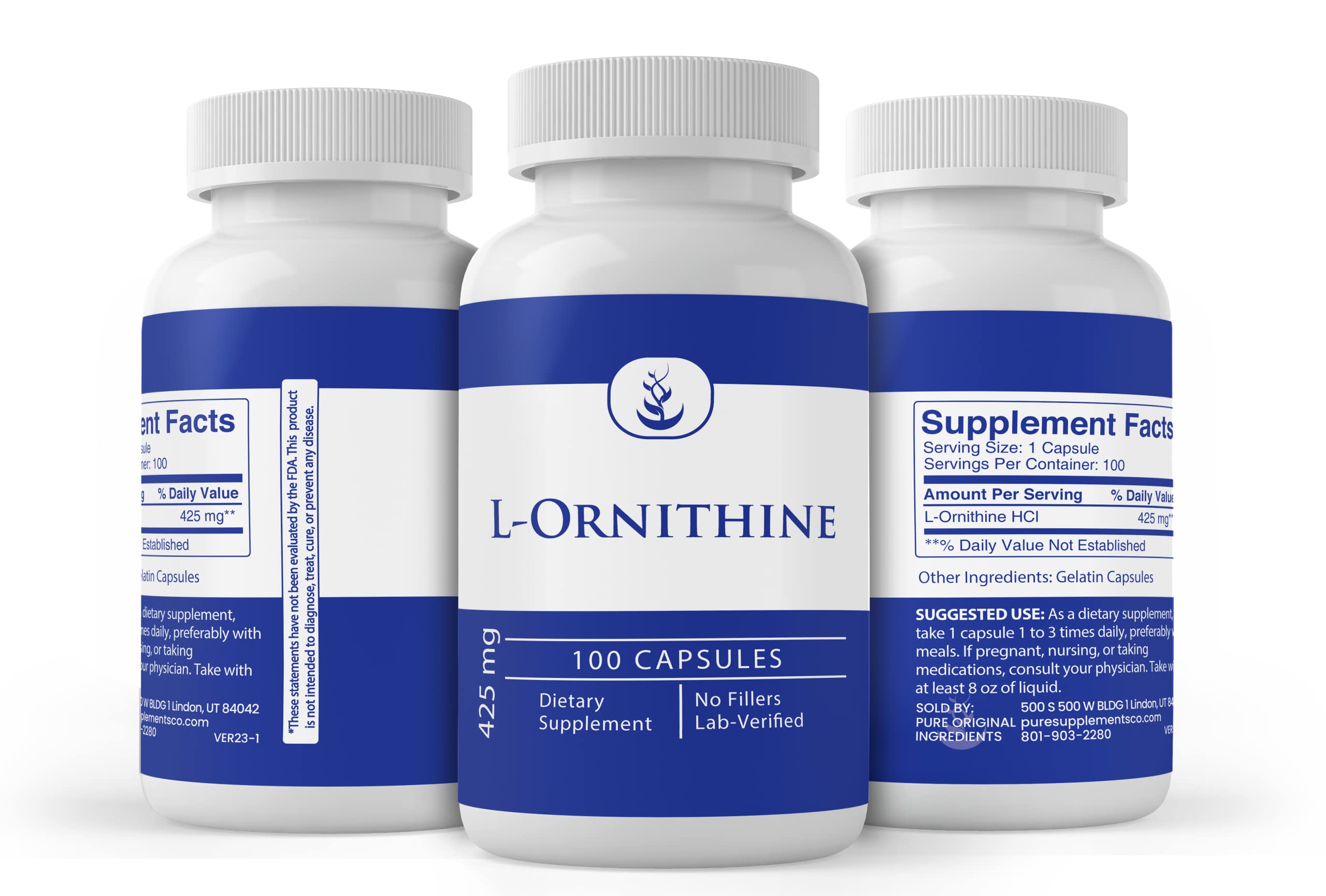 PURE ORIGINAL INGREDIENTS L-Ornithine Capsules close-up of capsules