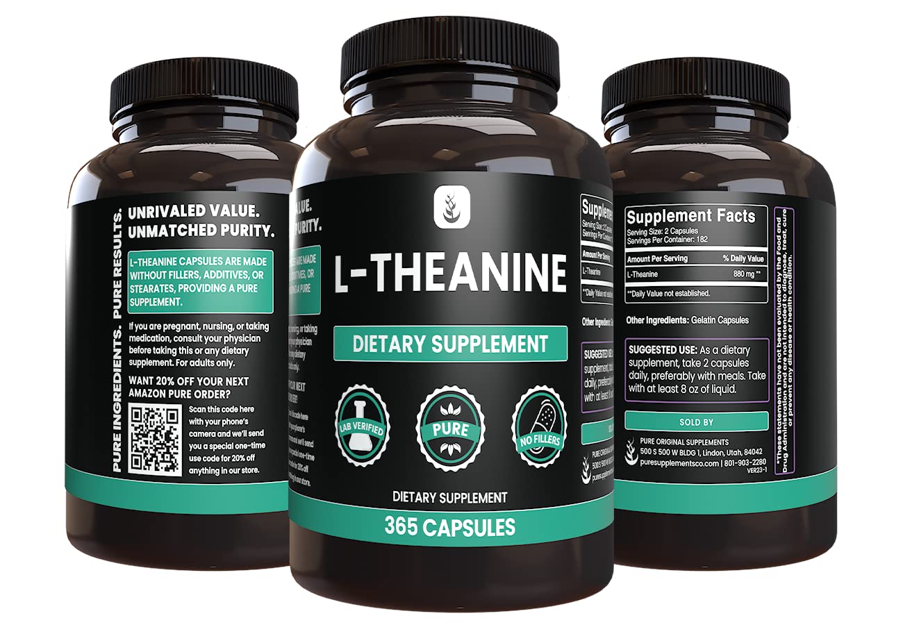 PURE ORIGINAL INGREDIENTS L-Theanine Capsules close-up of ingredients