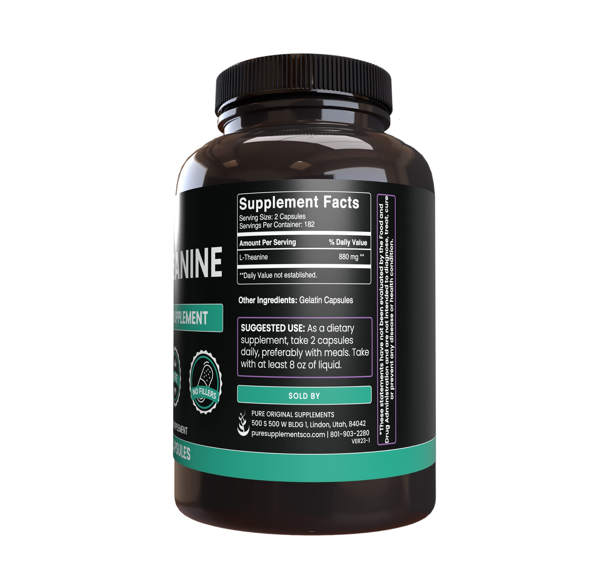 PURE ORIGINAL INGREDIENTS L-Theanine Capsules packaging