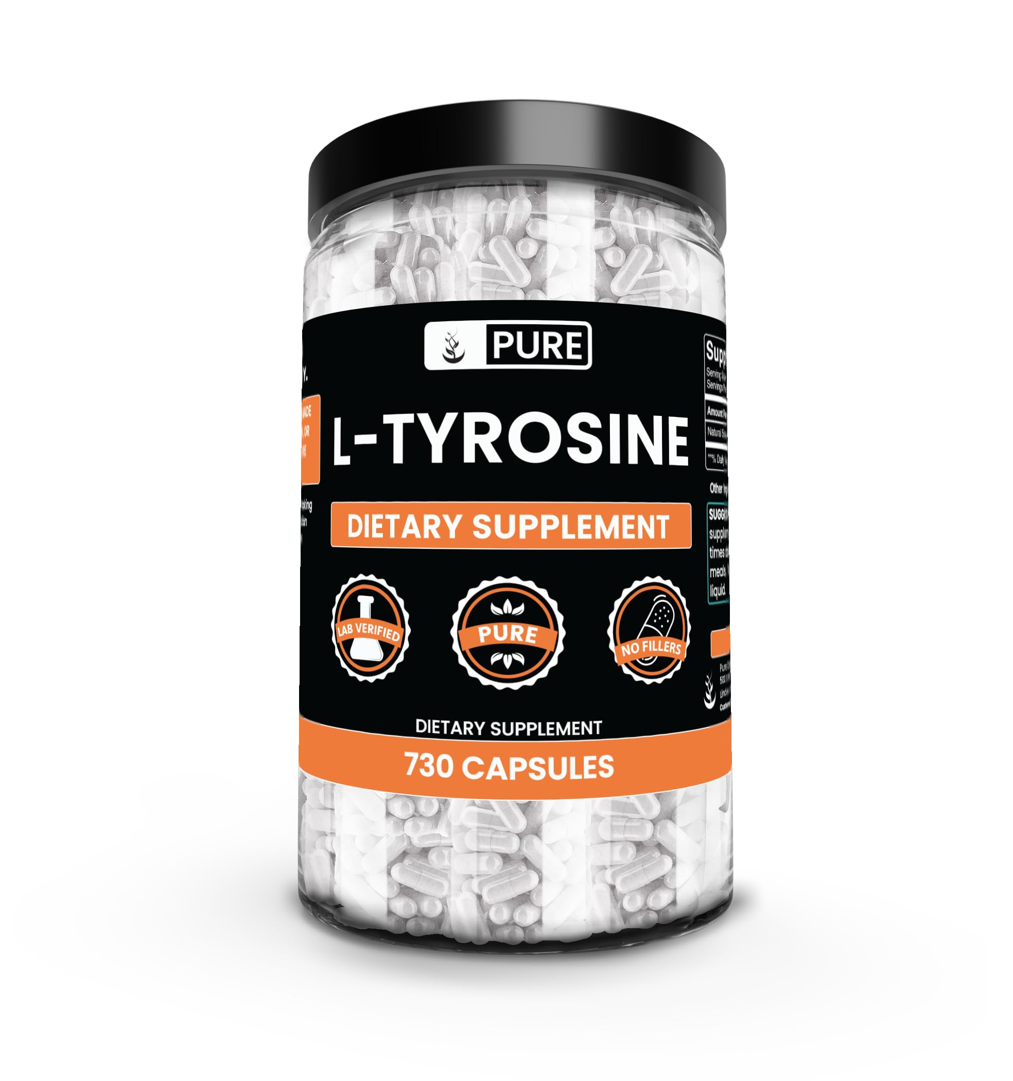 PURE ORIGINAL INGREDIENTS L-Tyrosine Capsules front view