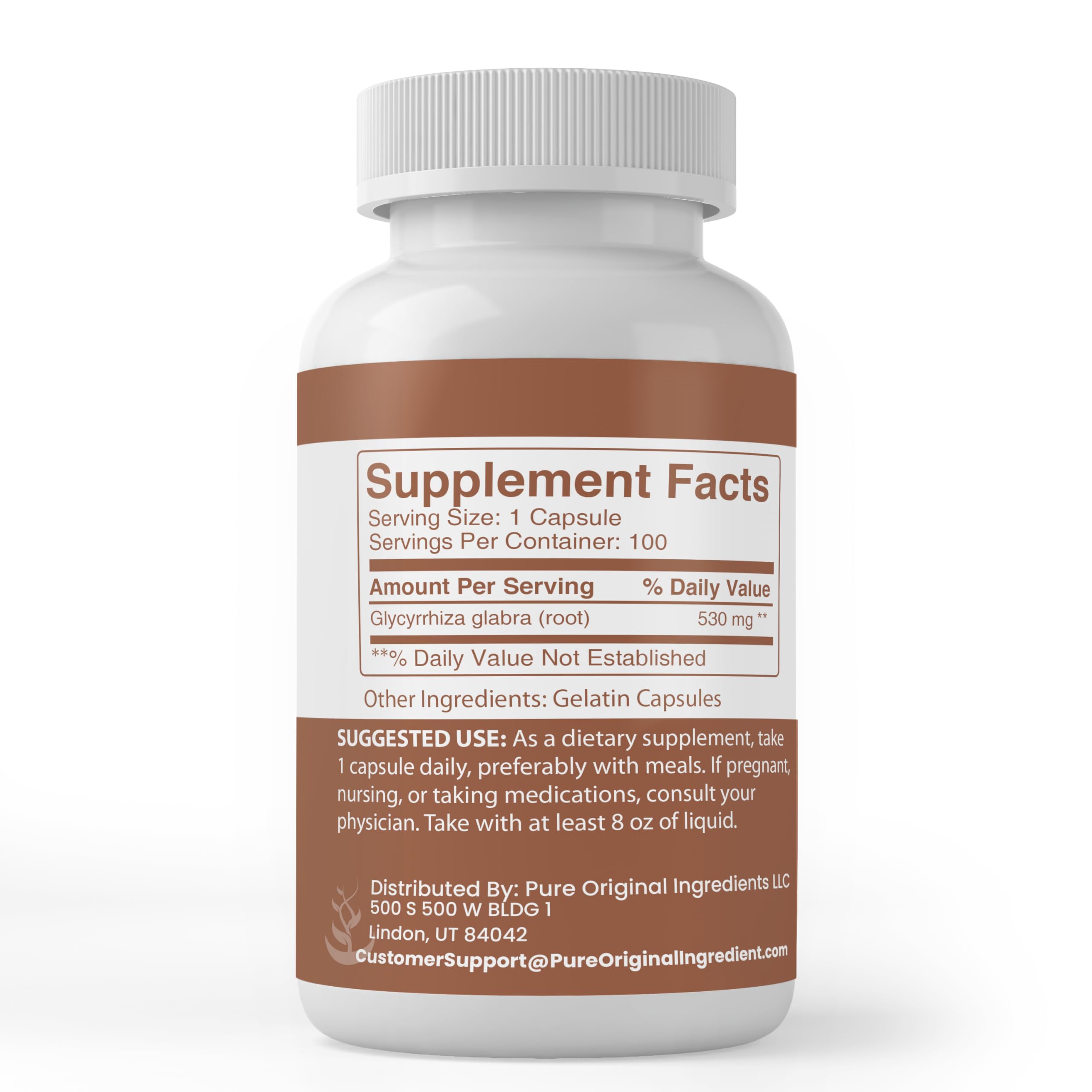 PURE ORIGINAL INGREDIENTS Licorice Extract Capsules bottle top