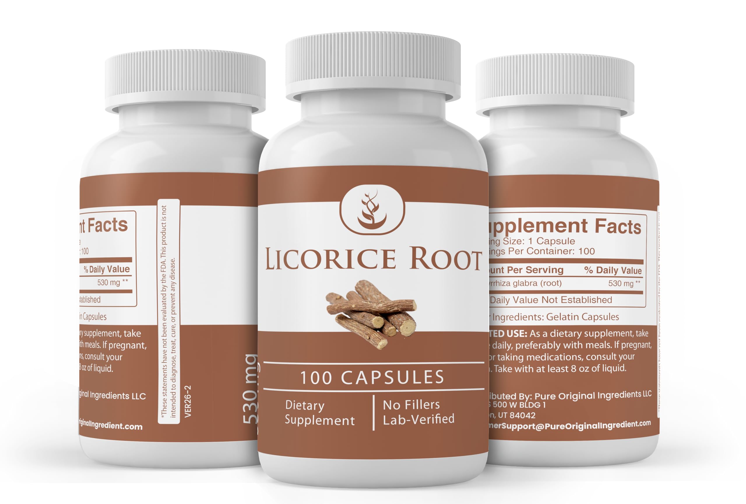 PURE ORIGINAL INGREDIENTS Licorice Extract Capsules with dosage