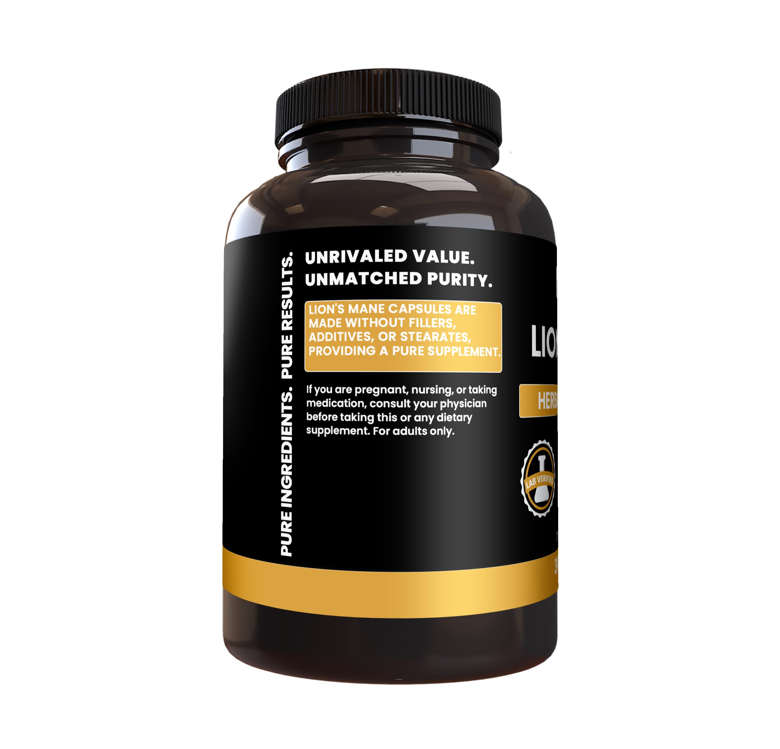PURE ORIGINAL INGREDIENTS Lion's Mane Capsules close-up of capsules