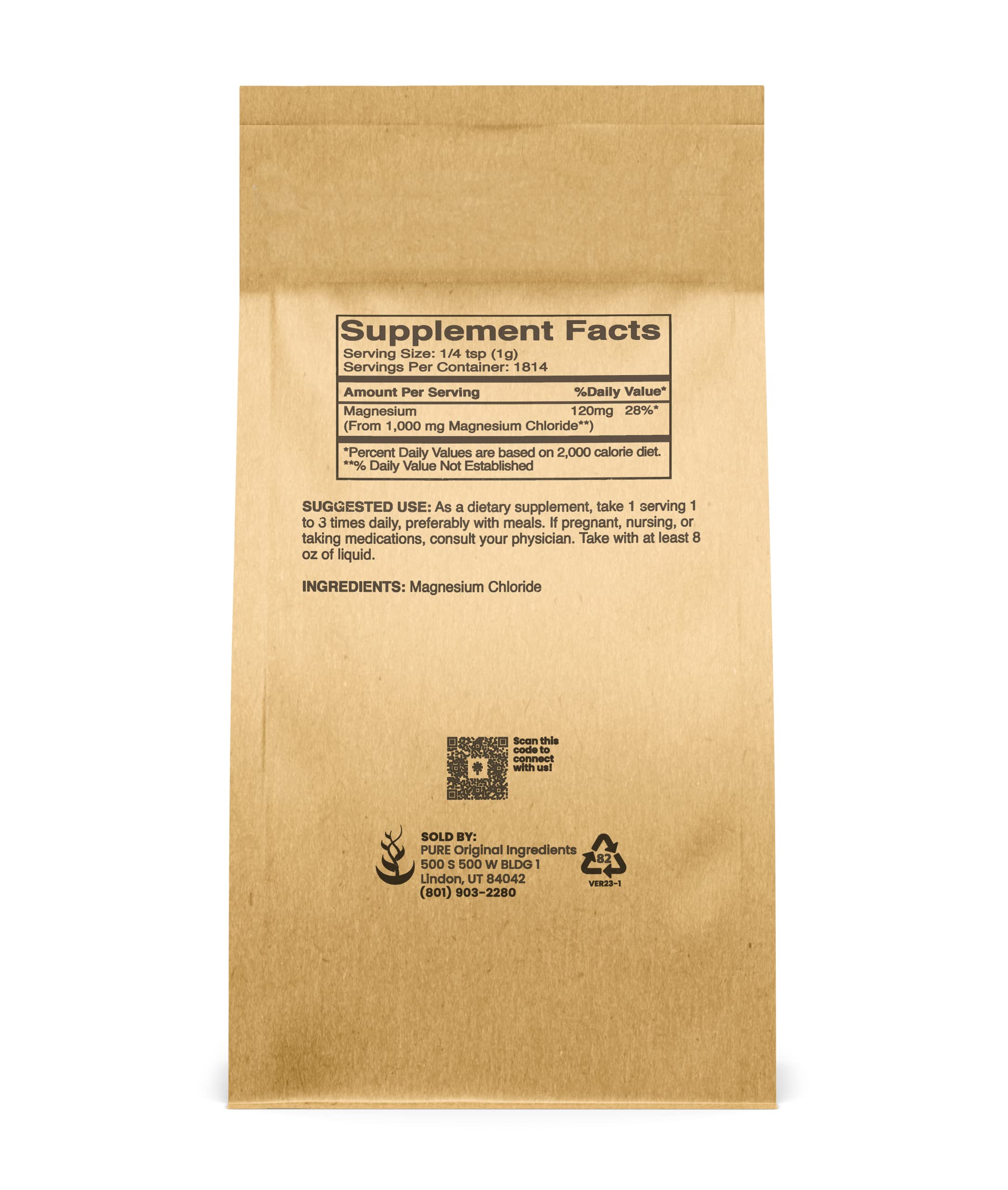 PURE ORIGINAL INGREDIENTS Magnesium Chloride Powder packaging details