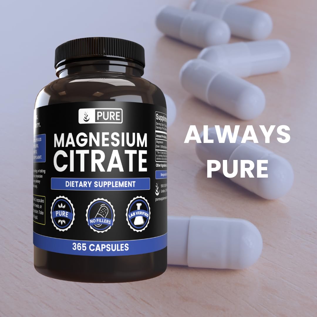 PURE ORIGINAL INGREDIENTS Magnesium Citrate Capsules packaging