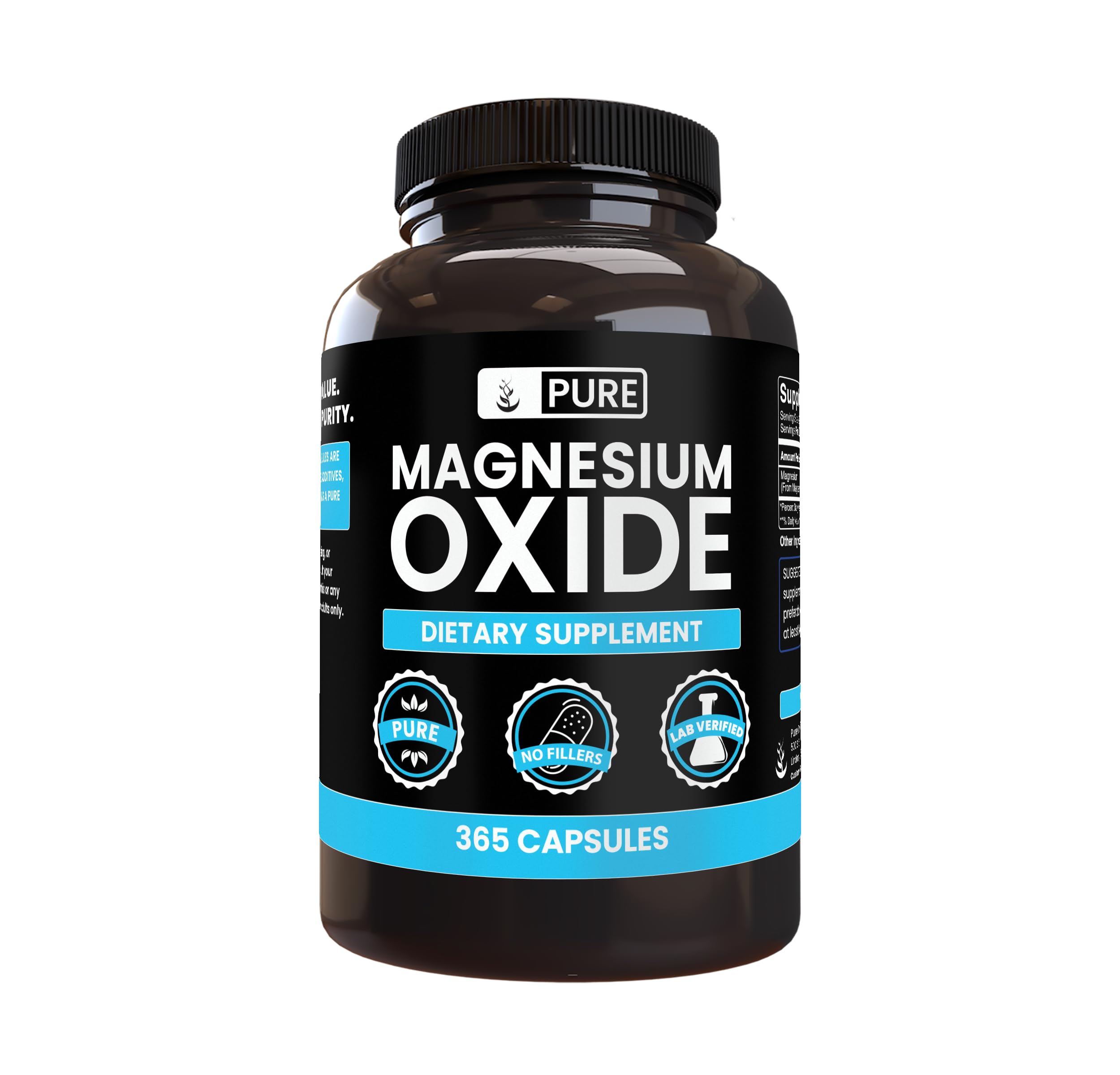 PURE ORIGINAL INGREDIENTS Magnesium Oxide Capsules front view