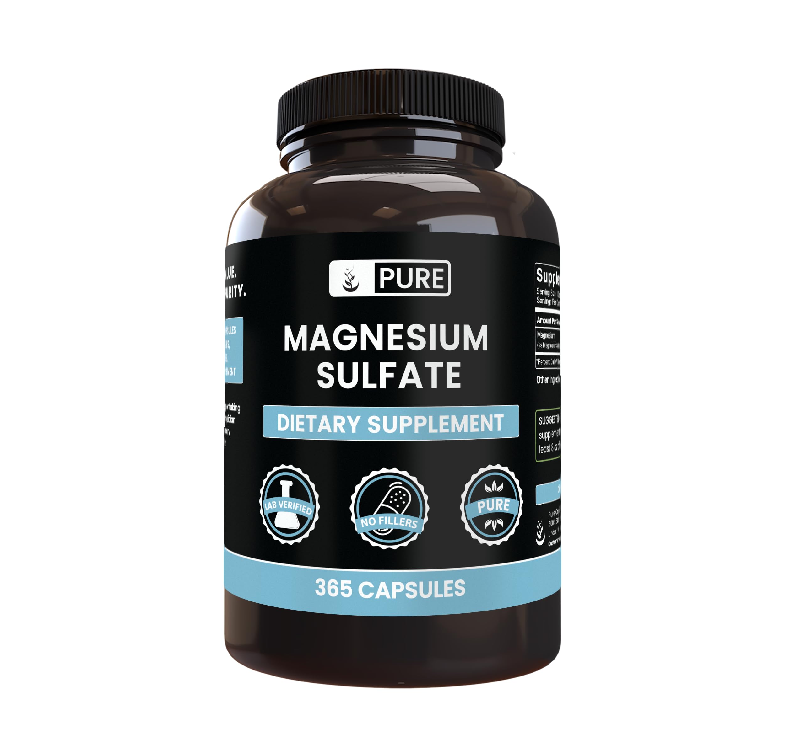 PURE ORIGINAL INGREDIENTS Magnesium Sulfate Capsules front view