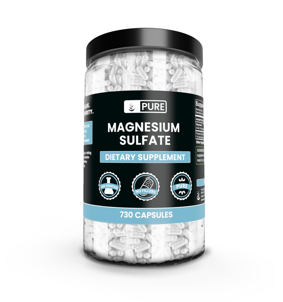 PURE ORIGINAL INGREDIENTS Magnesium Sulfate Capsules front view