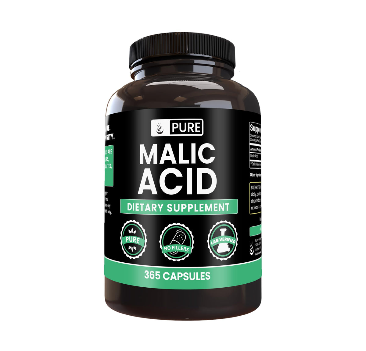 PURE ORIGINAL INGREDIENTS Malic Acid Capsules front view