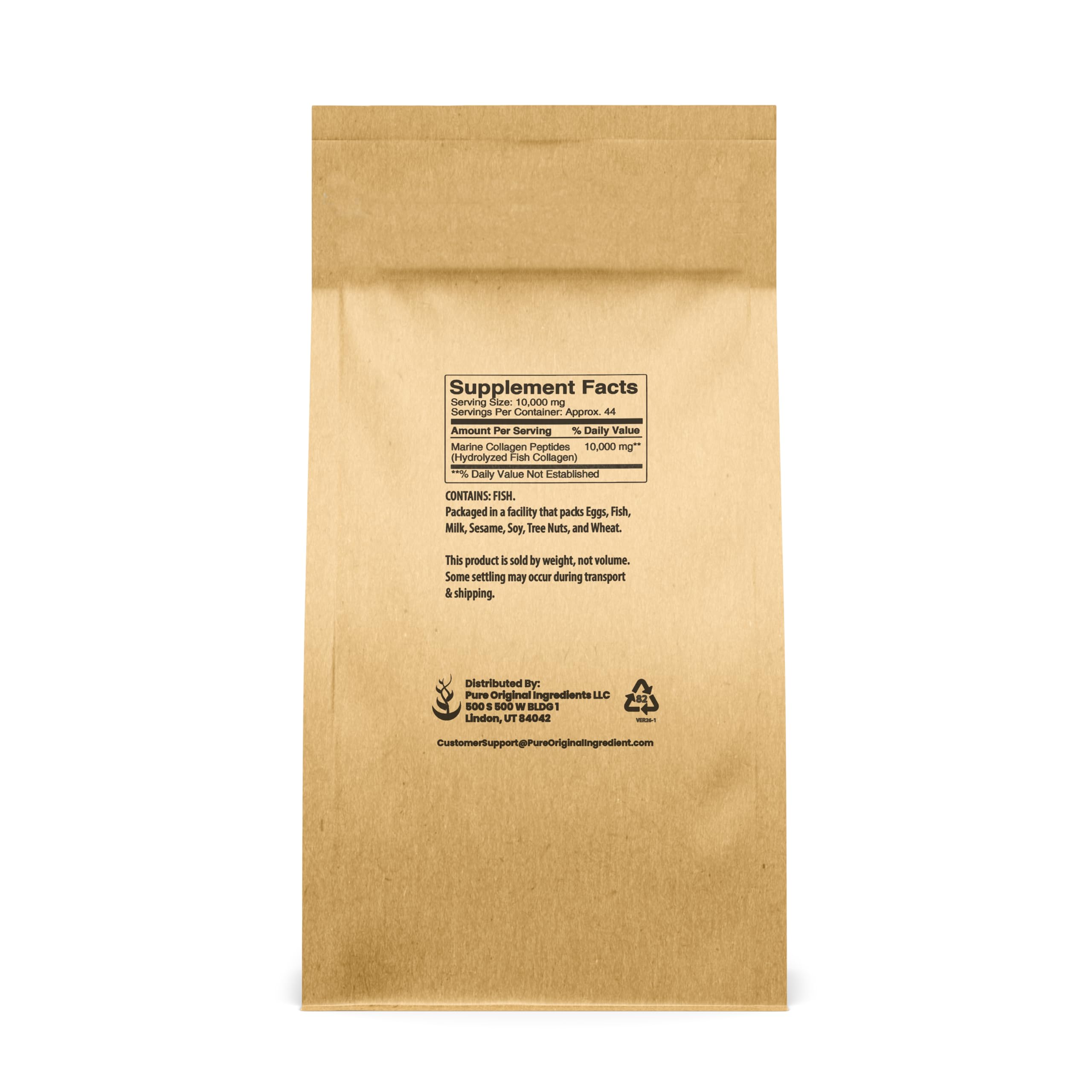 PURE ORIGINAL INGREDIENTS Marine Collagen Powder packaging details