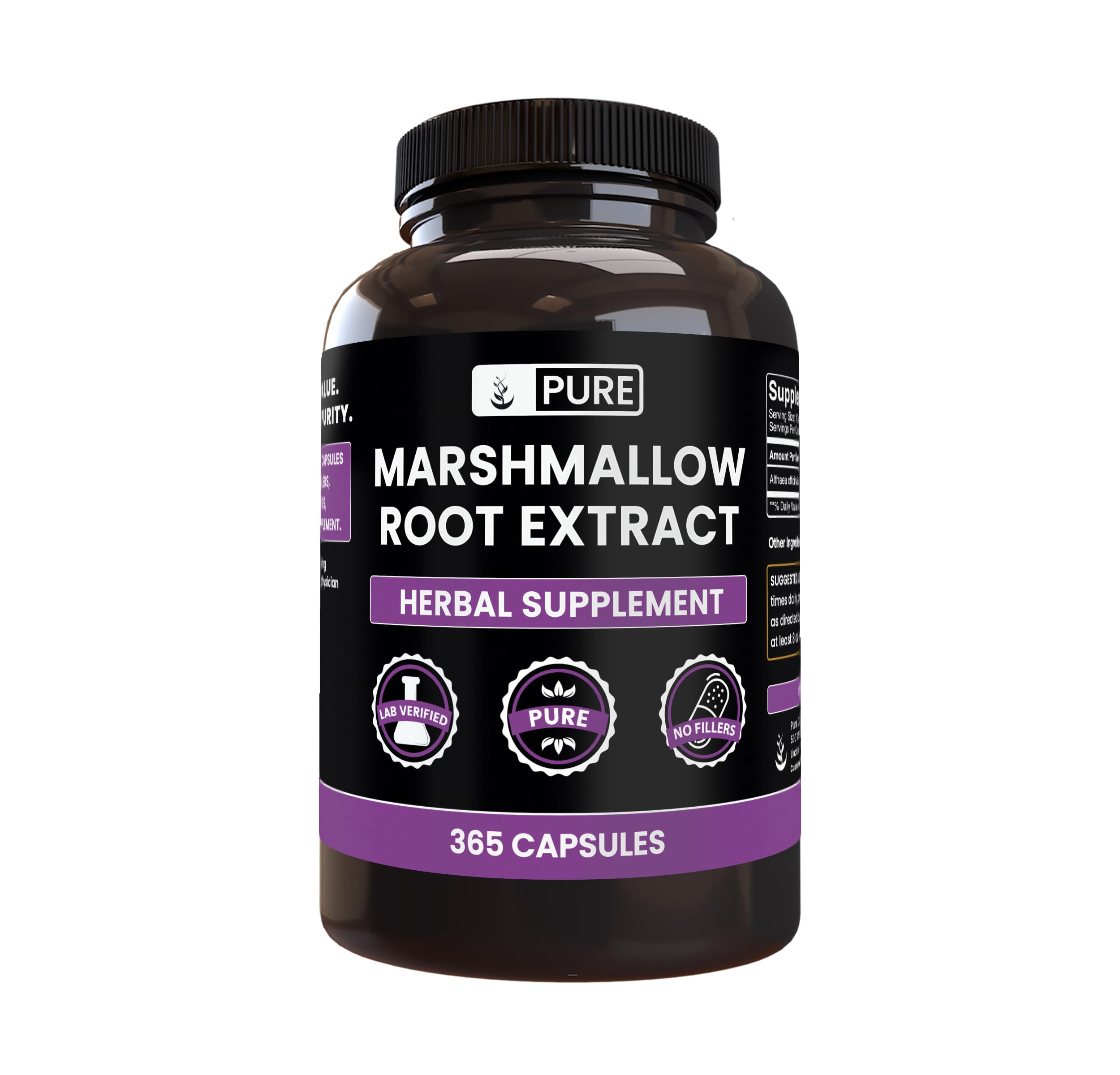 PURE ORIGINAL INGREDIENTS Marshmallow Root Capsules front view