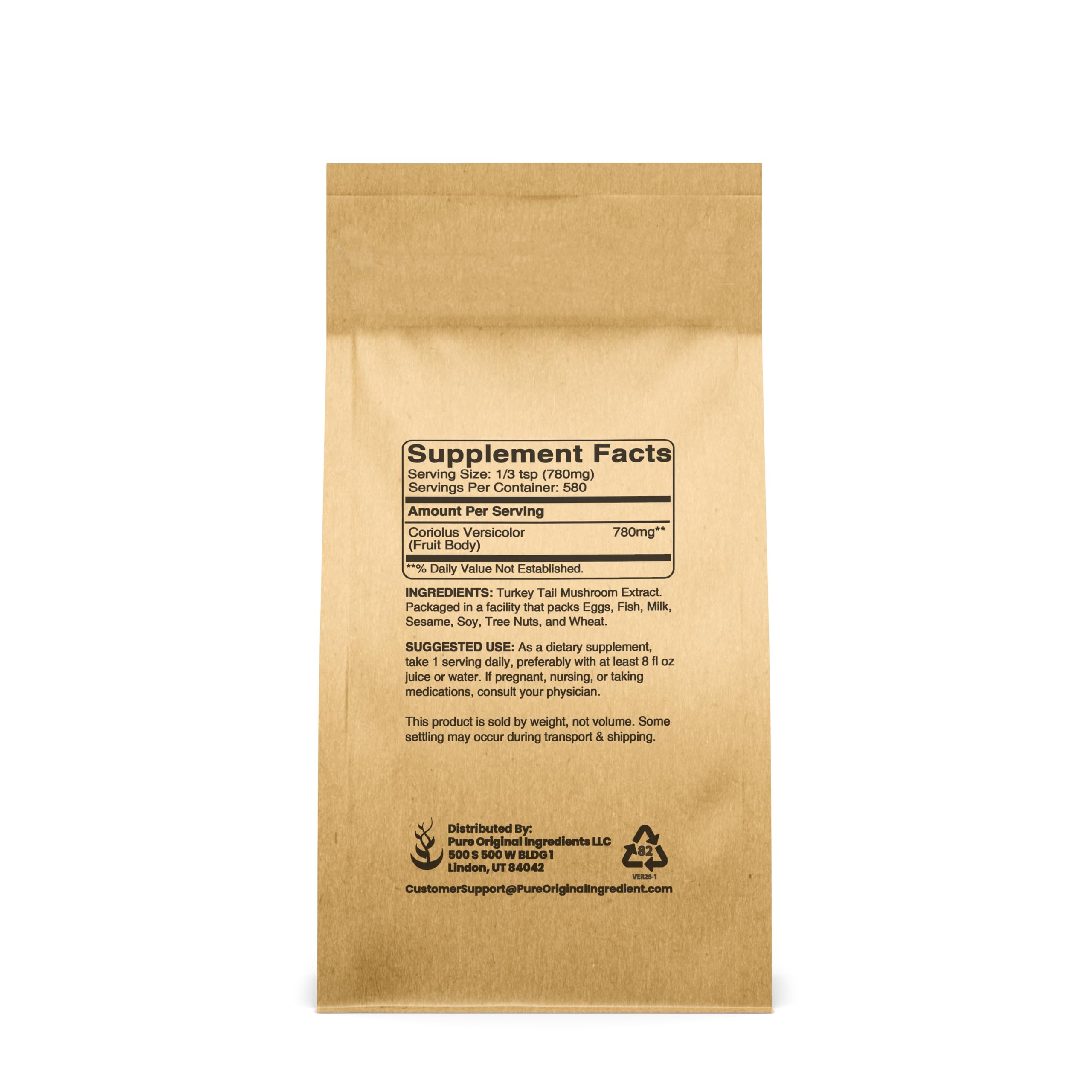 PURE ORIGINAL INGREDIENTS Mushroom Supplement 453g packaging