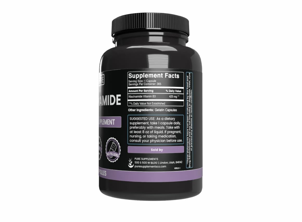 PURE ORIGINAL INGREDIENTS Niacinamide Capsules packaging