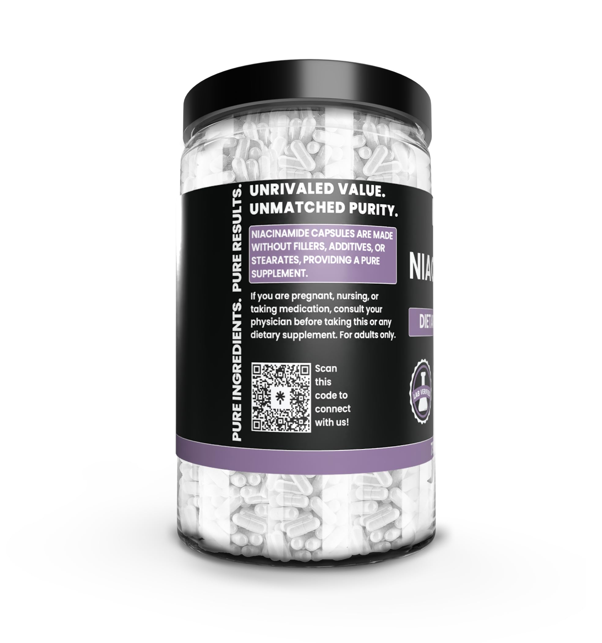 PURE ORIGINAL INGREDIENTS Niacinamide Capsules side view