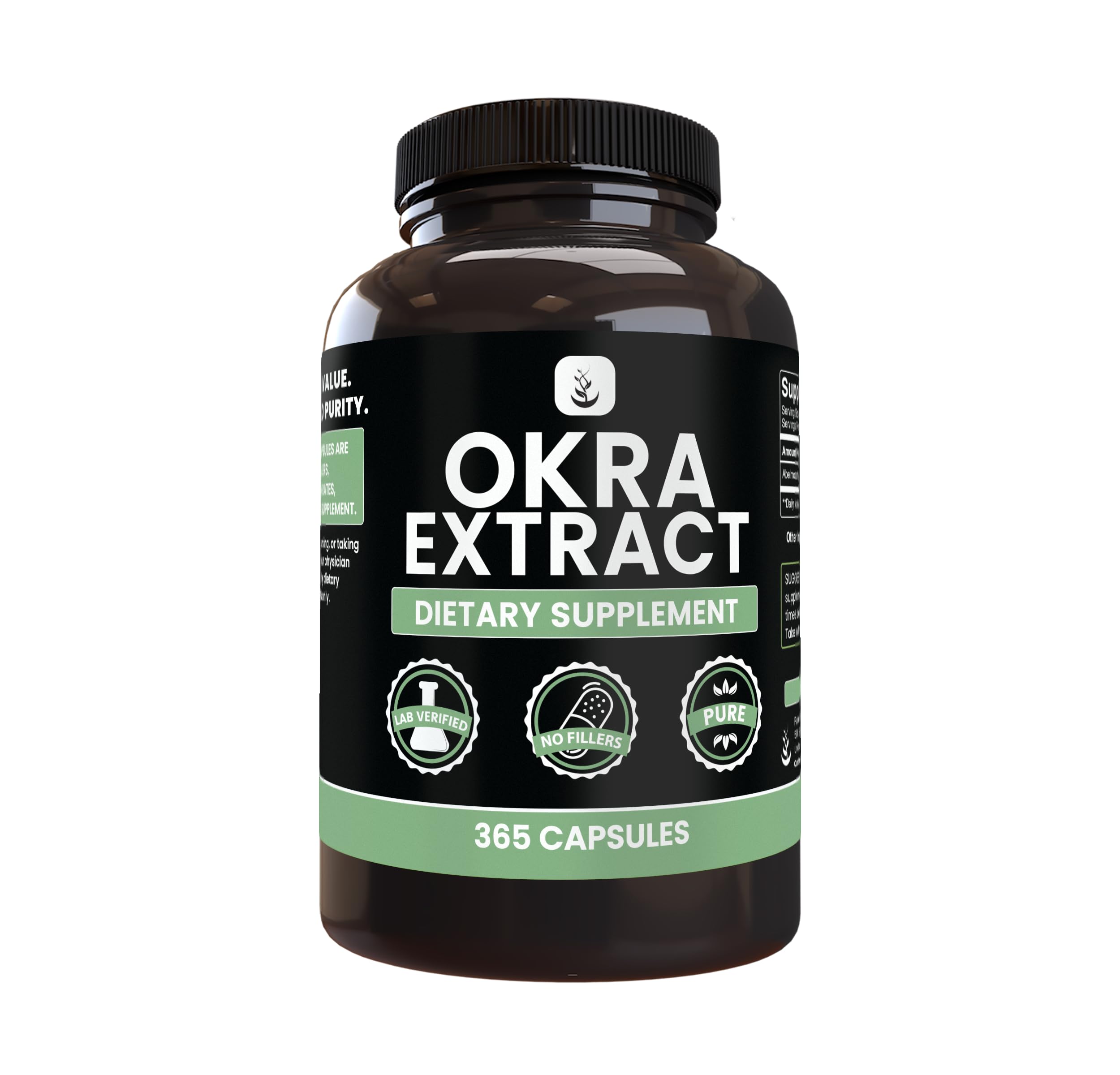 PURE ORIGINAL INGREDIENTS Okra Extract Capsules front view