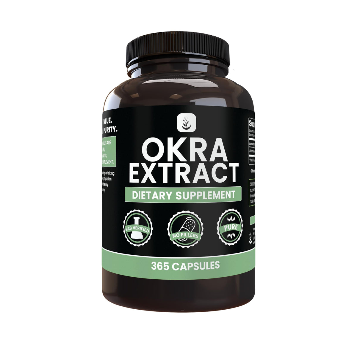 PURE ORIGINAL INGREDIENTS Okra Extract Capsules front view