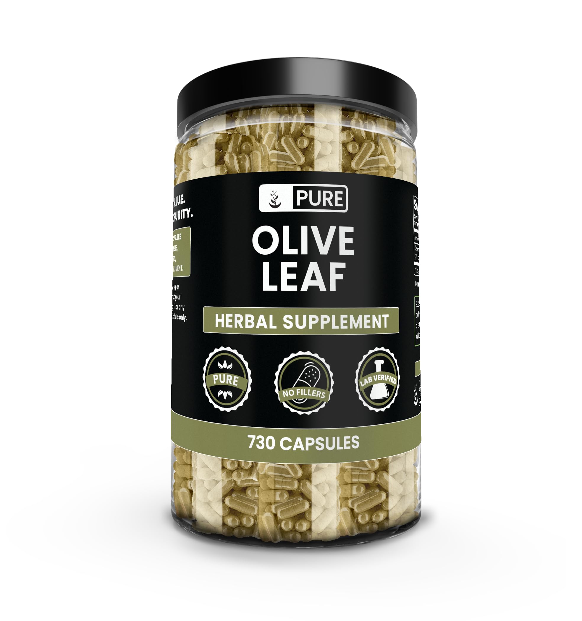 PURE ORIGINAL INGREDIENTS Olive Leaf Capsules front view