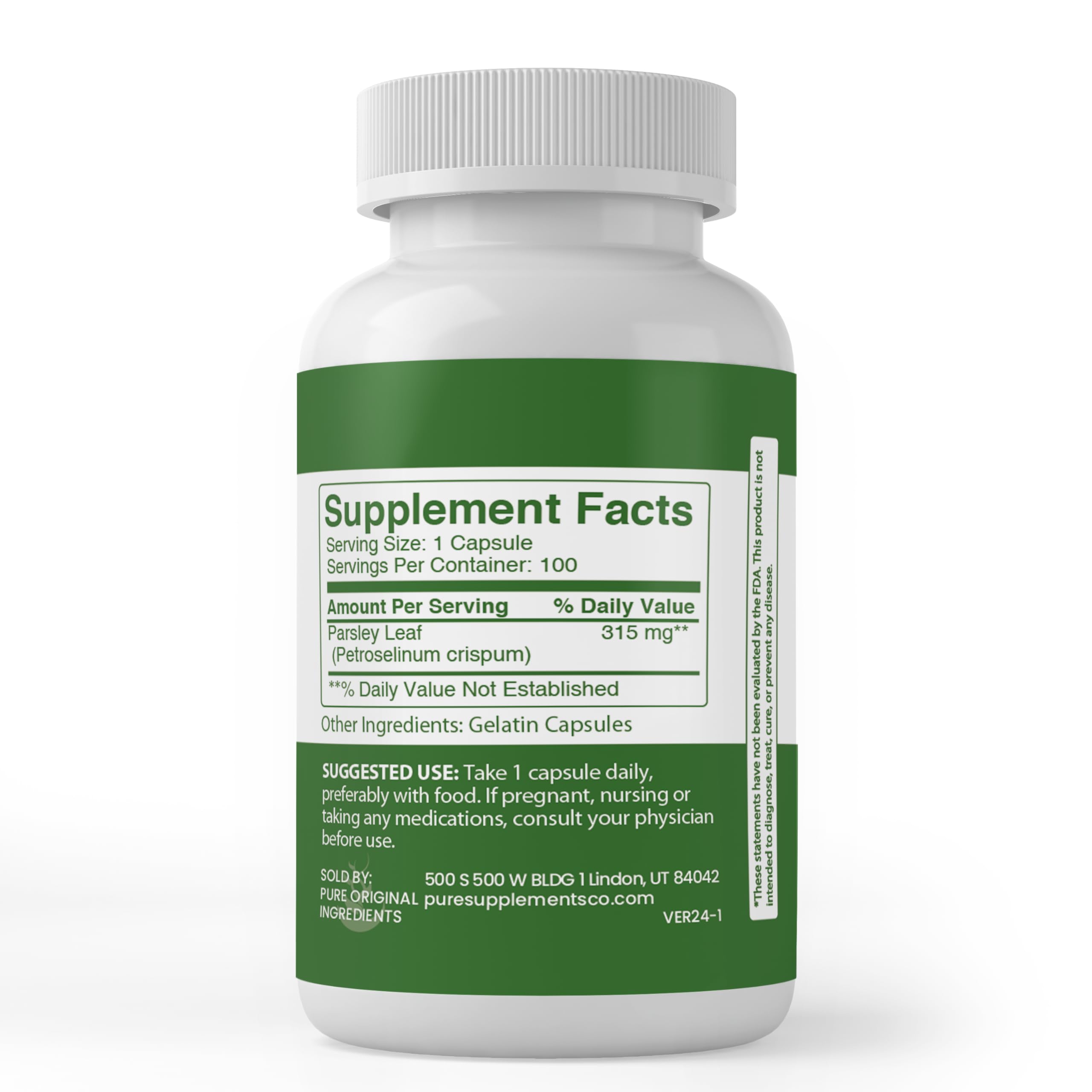PURE ORIGINAL INGREDIENTS Parsley Capsules in packaging