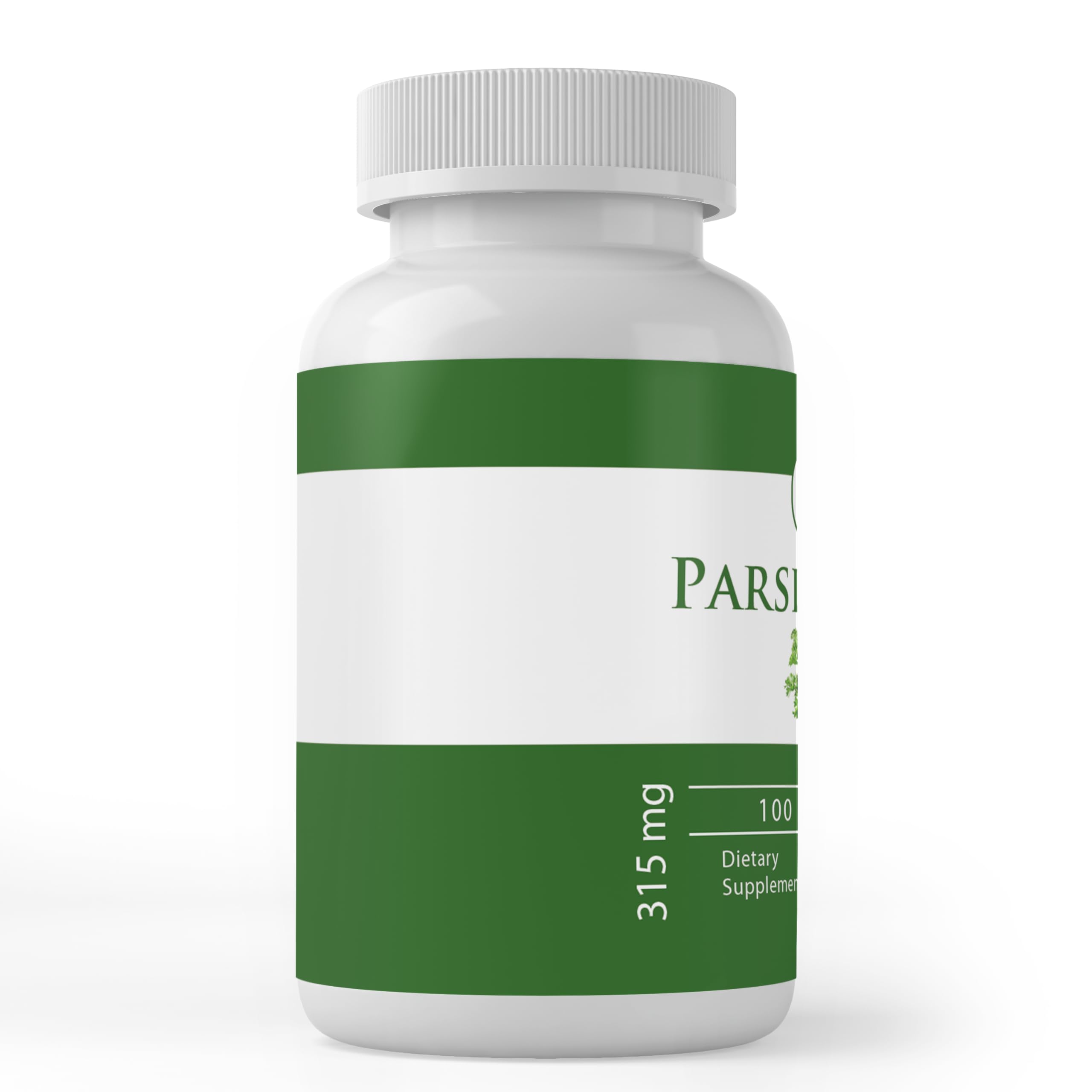 PURE ORIGINAL INGREDIENTS Parsley Capsules side view with label