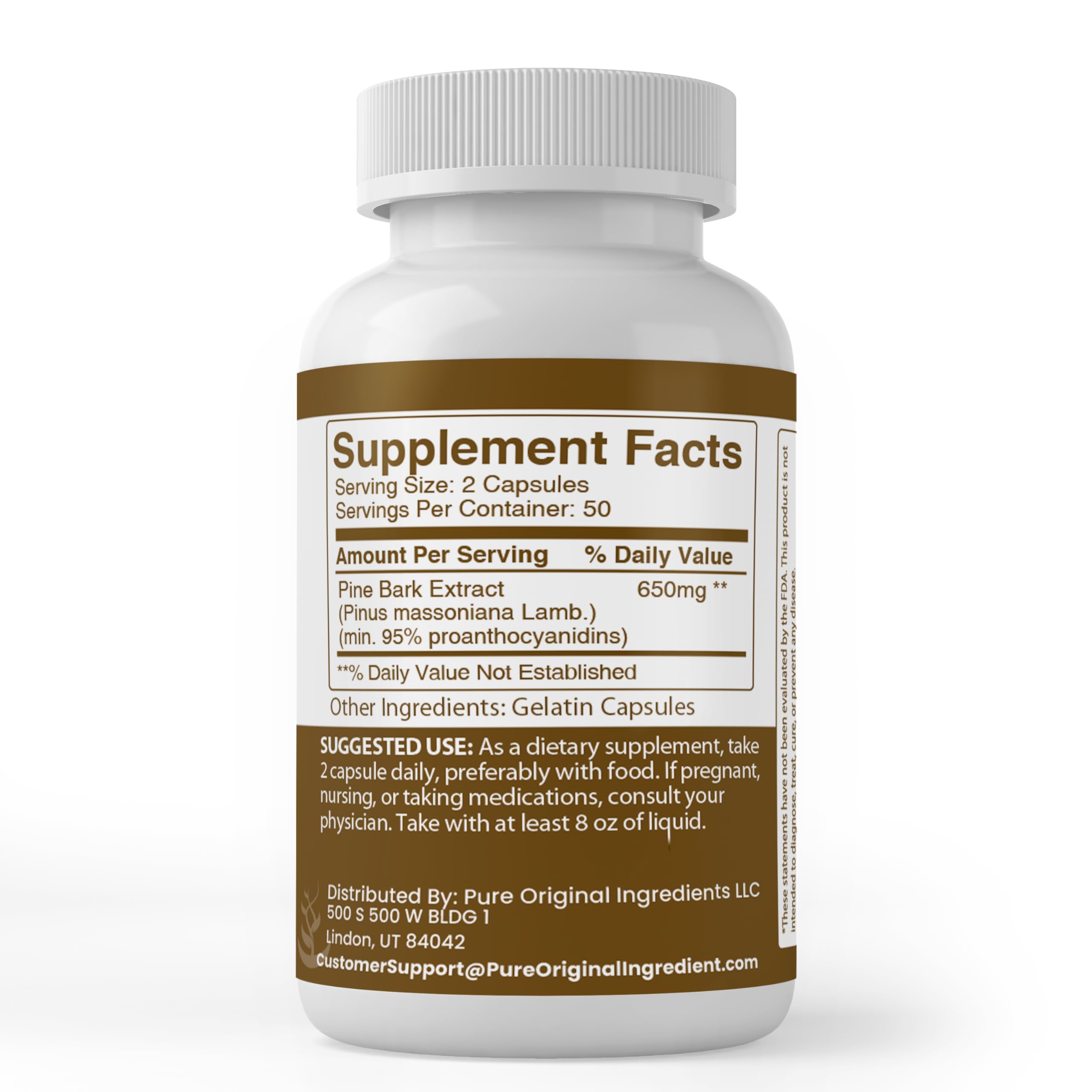 PURE ORIGINAL INGREDIENTS Pine Bark Extract Capsules packaging