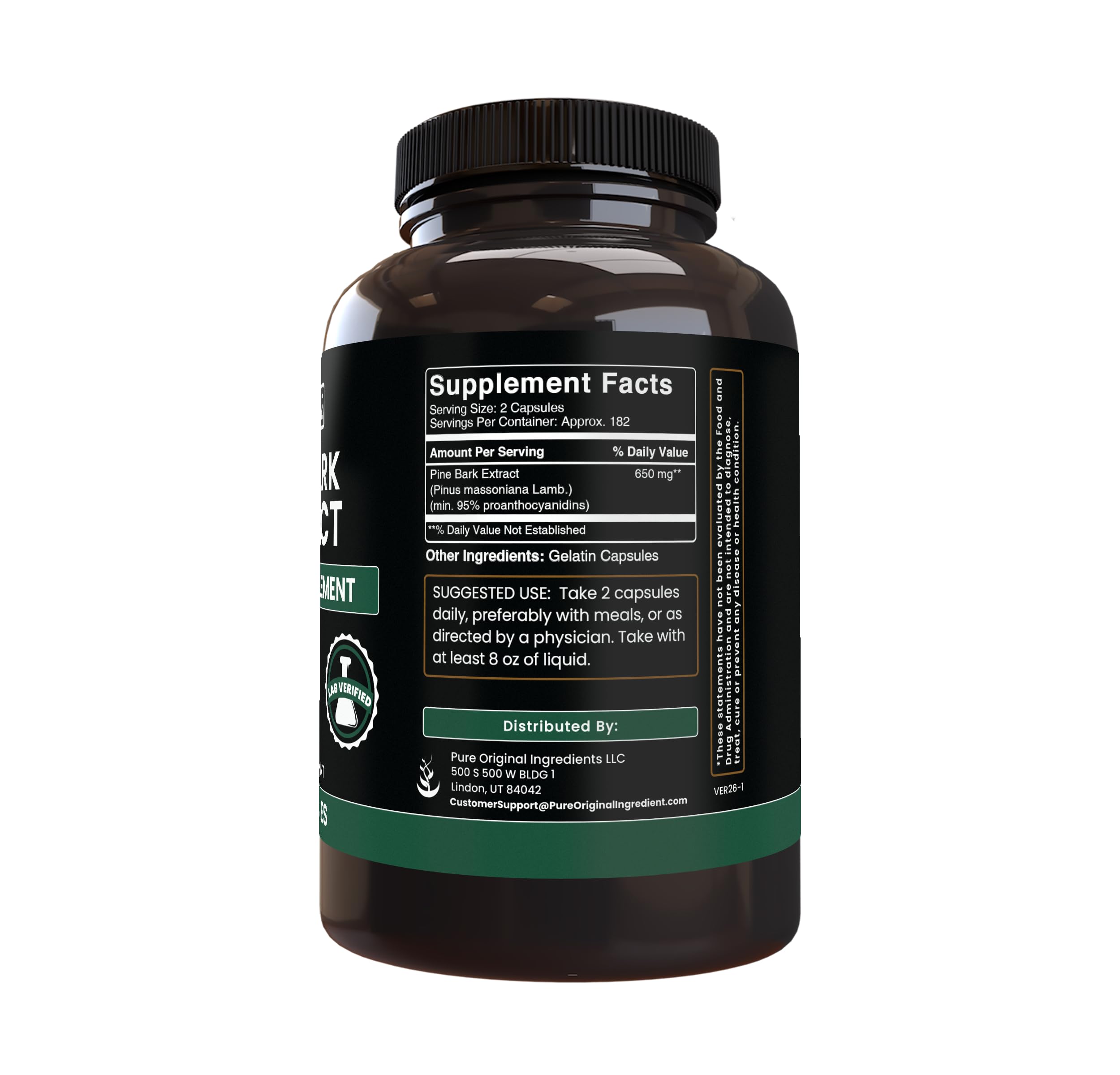 PURE ORIGINAL INGREDIENTS Pine Bark Extract Capsules packaging