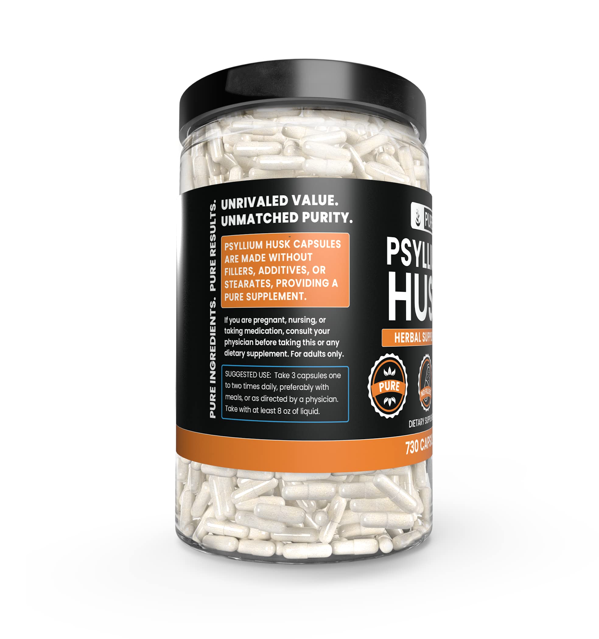 PURE ORIGINAL INGREDIENTS Psyllium Husk Capsules packaging