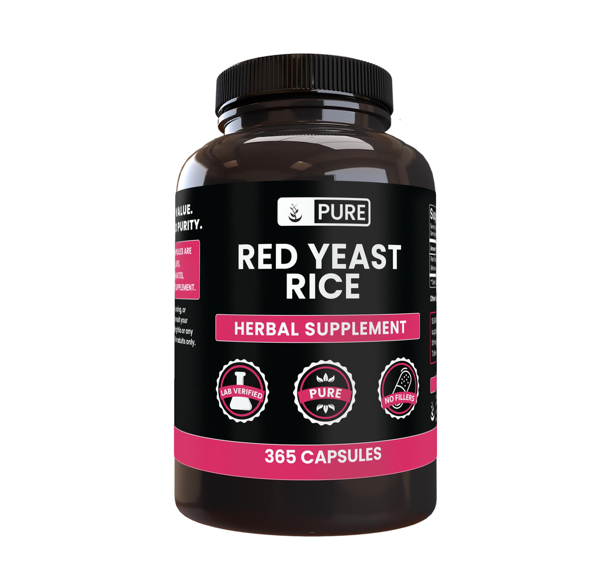 PURE ORIGINAL INGREDIENTS Red Yeast Rice Capsules front view